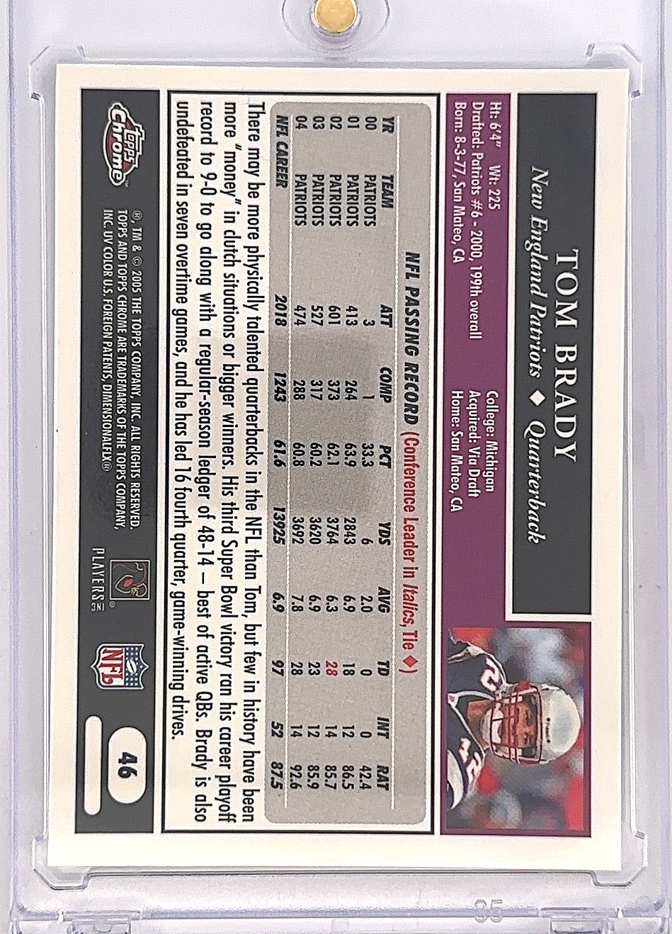 2005 Topps Chrome Tom Brady #46 — back