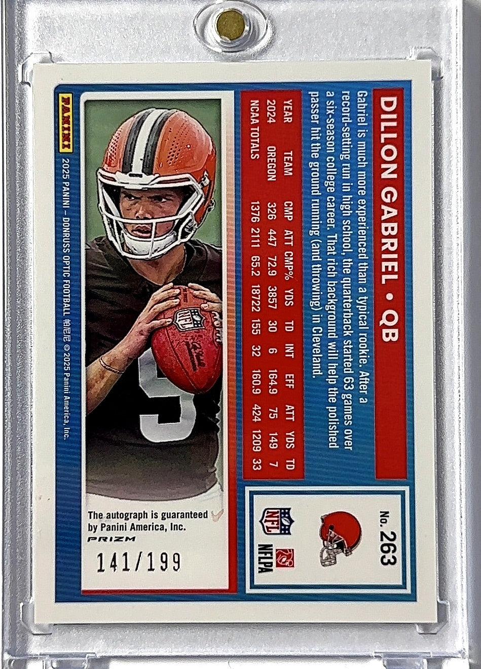 2025 Panini Donruss Optic Dillon Gabriel [ RPS Autograph] #263 RC AUTO — back