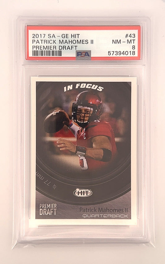 2017 Sage Hit Premier Draft Patrick Mahomes II #43 PSA 8 — front