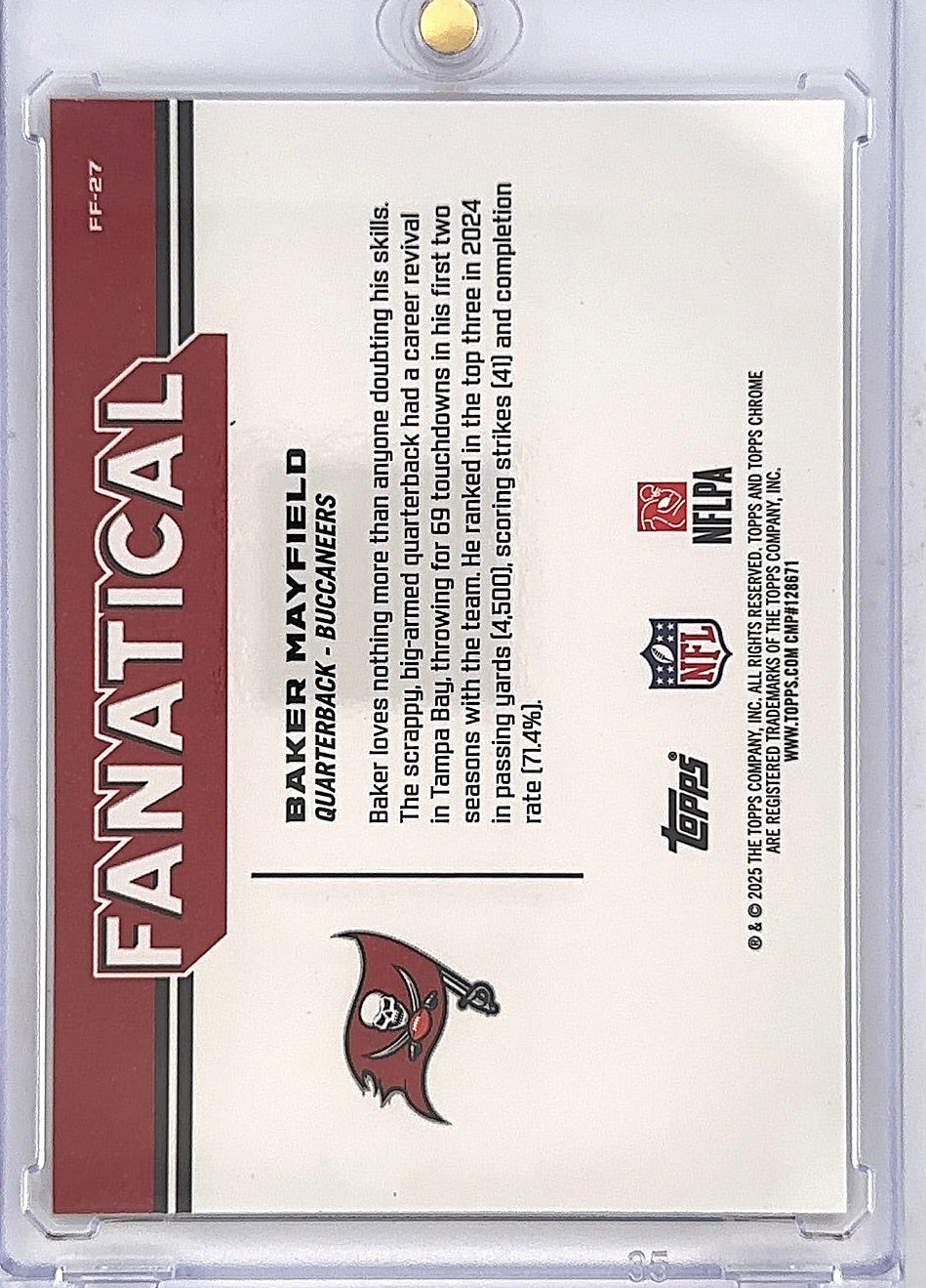 2025 Topps Chrome Fanatical Baker Mayfield #FF-27 — back