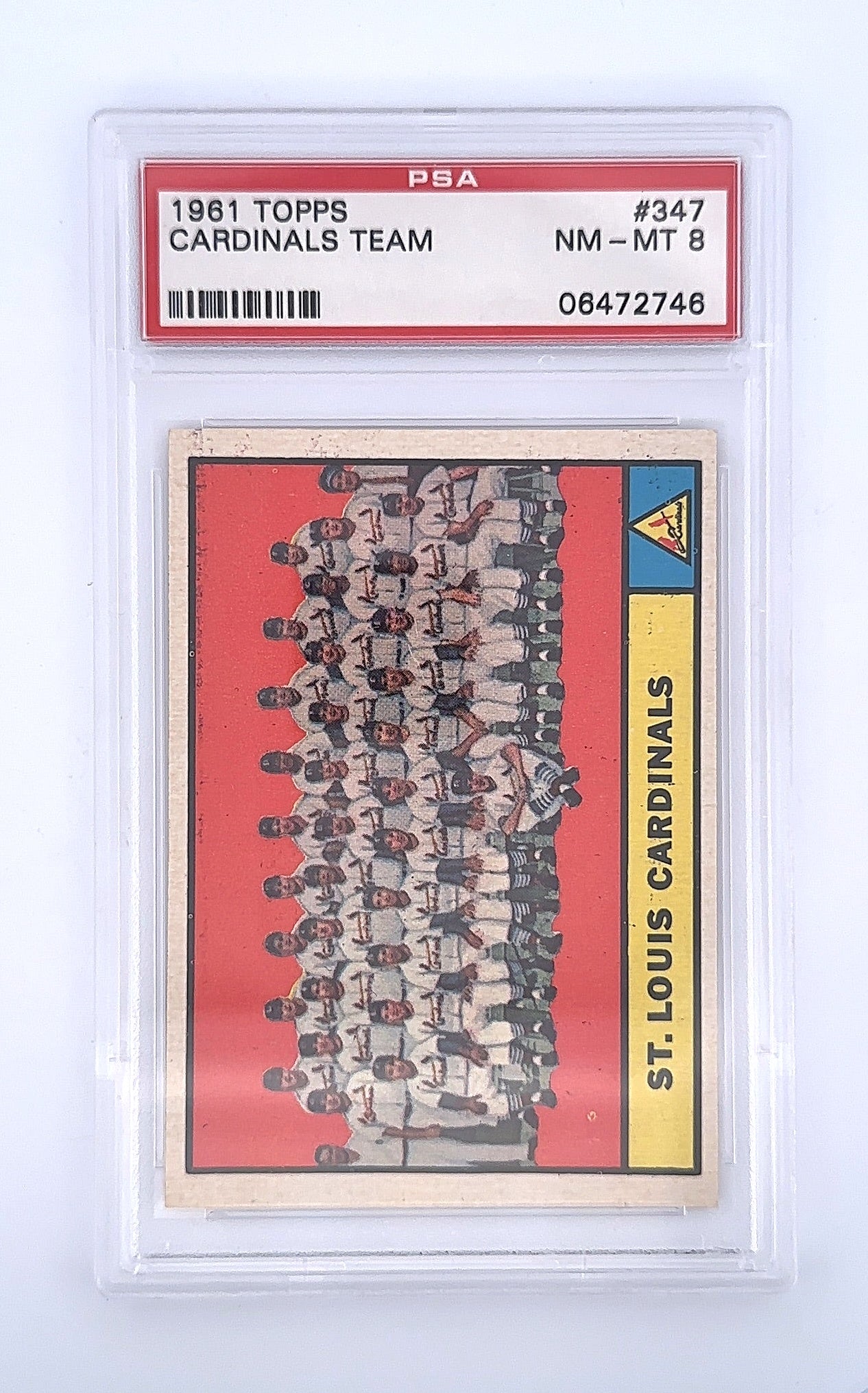 1961 Topps Cardinals Team #347 PSA 8 — front