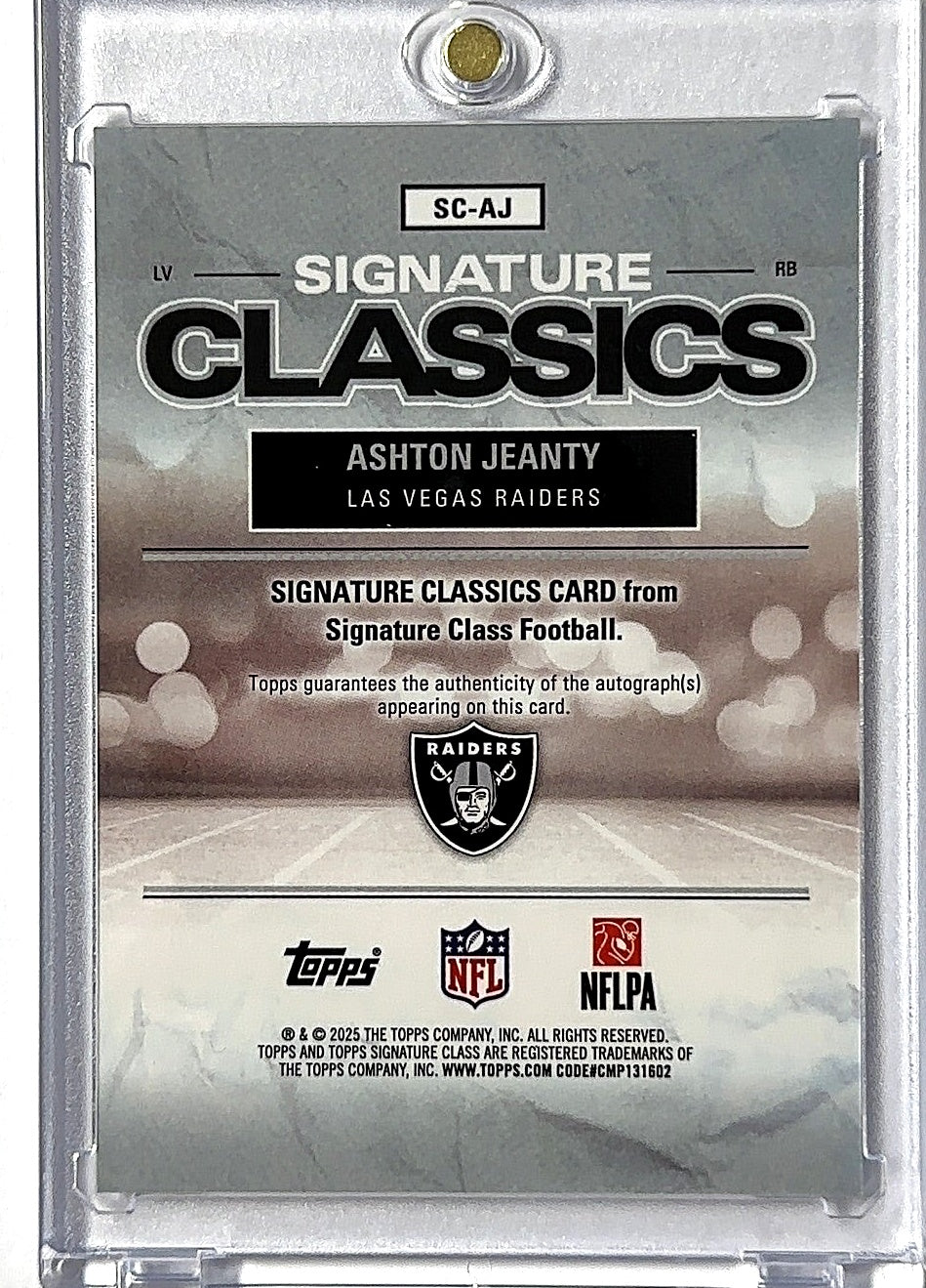 2025 Topps Signature Class Classics Ashton Jeanty [Orange] #SC-AJ RC AUTO — back