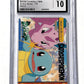 Squirtle vs Nidorino Bandai Carddass (1999) Anime Series - 176 SGC PRISTINE 10 — front