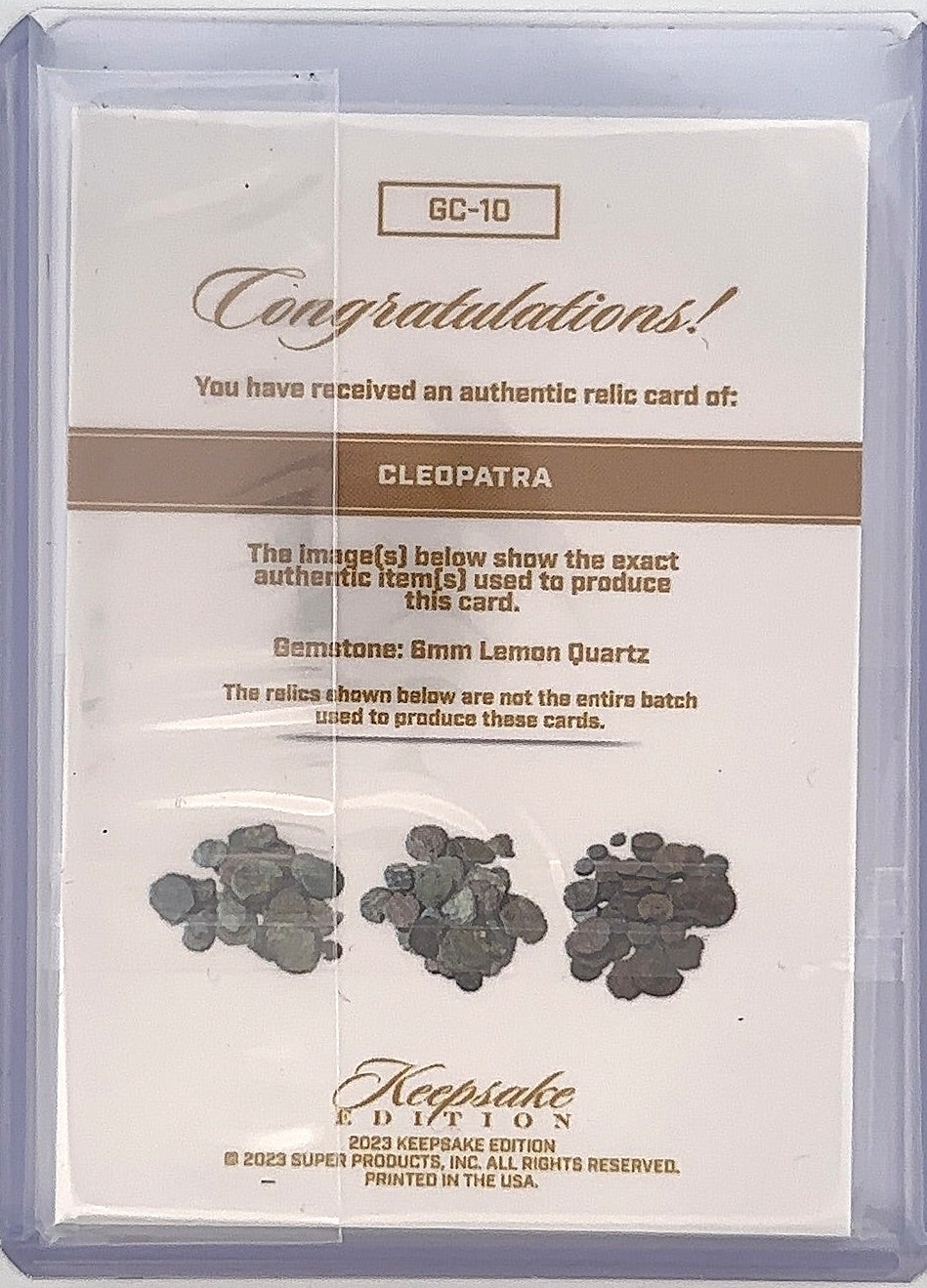 Cleopatra Gem Coin Relic — back