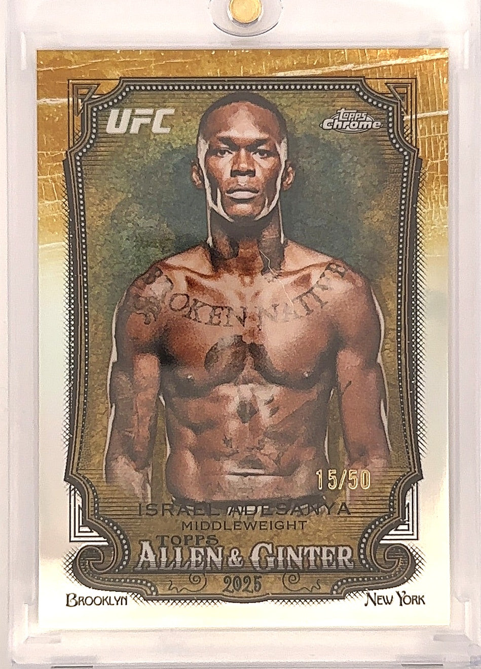 2026 Israel Adesanya Topps Allen & Ginter /50 [Refractor] #AG-10 — front