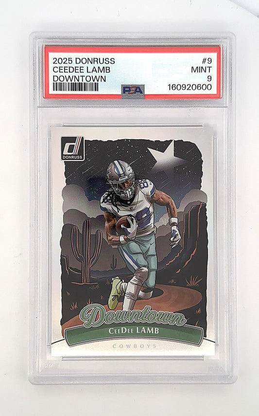 2025 Panini Donruss Downtown CeeDee Lamb #9 PSA 9 — front