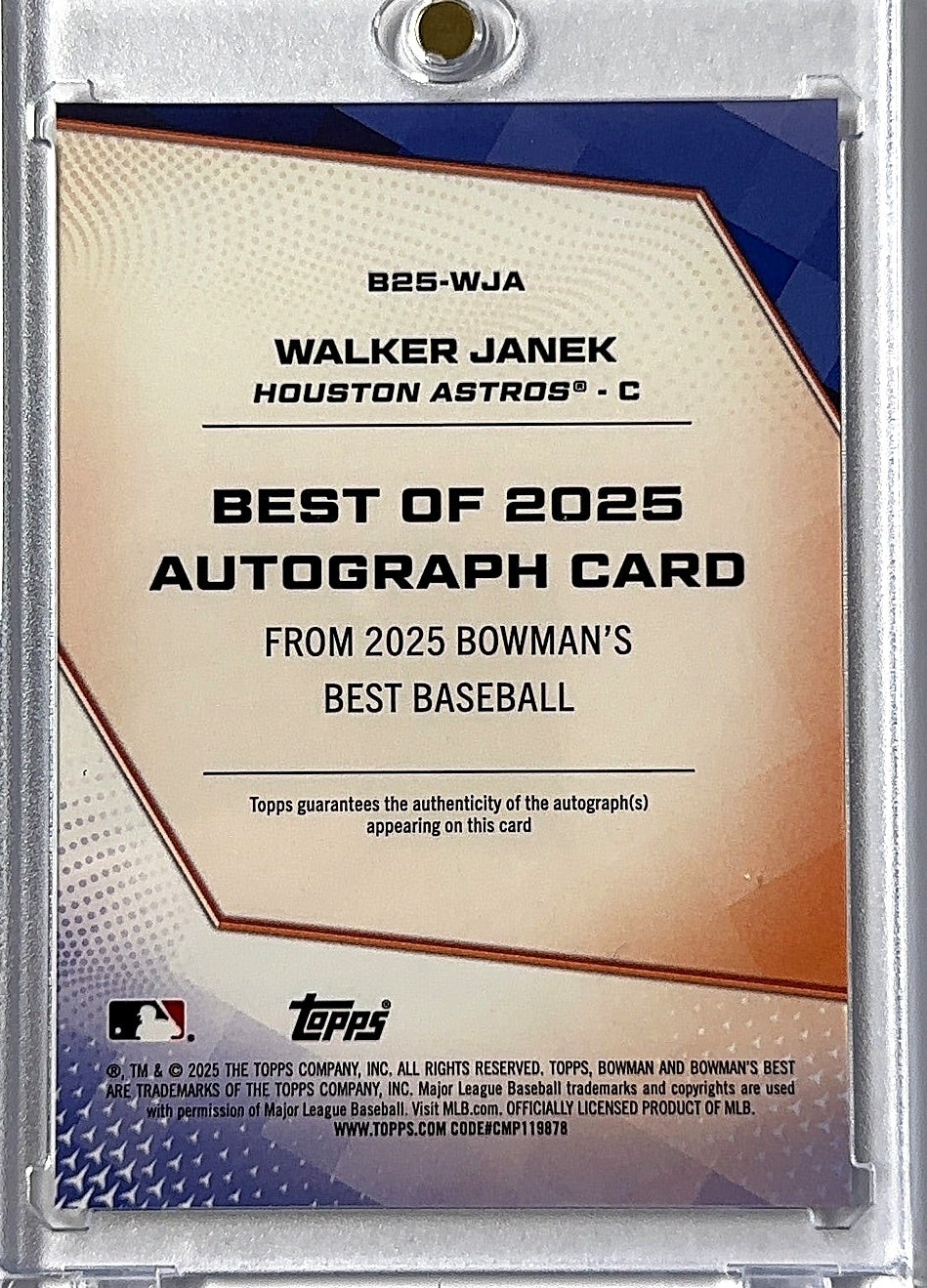 2025 Bowman's Best Autograph Walker Janek [Gold Refractor] #B25-WJA AUTO — back
