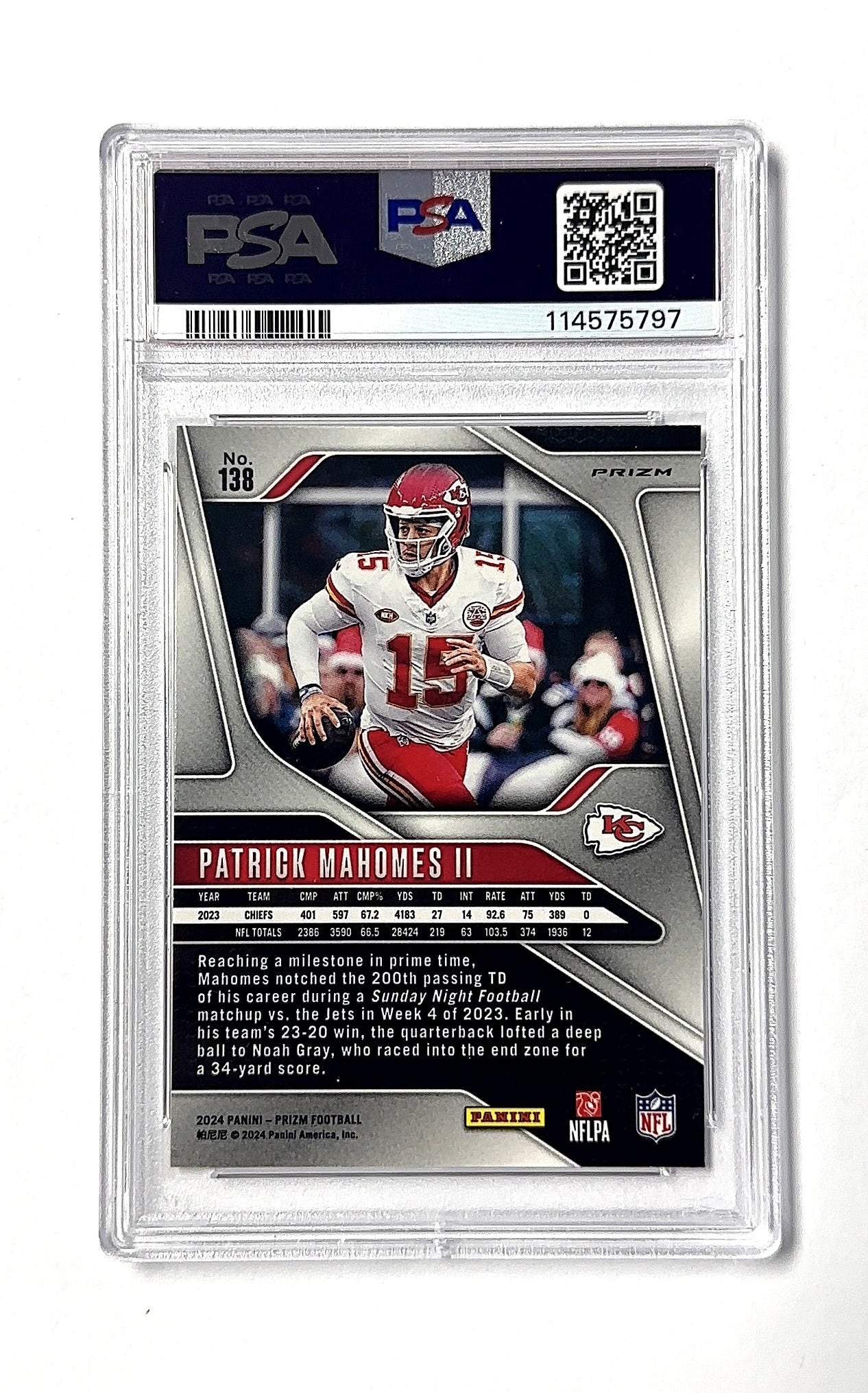 PSA GEM MT 10 Patrick Mahomes II Prizm — back