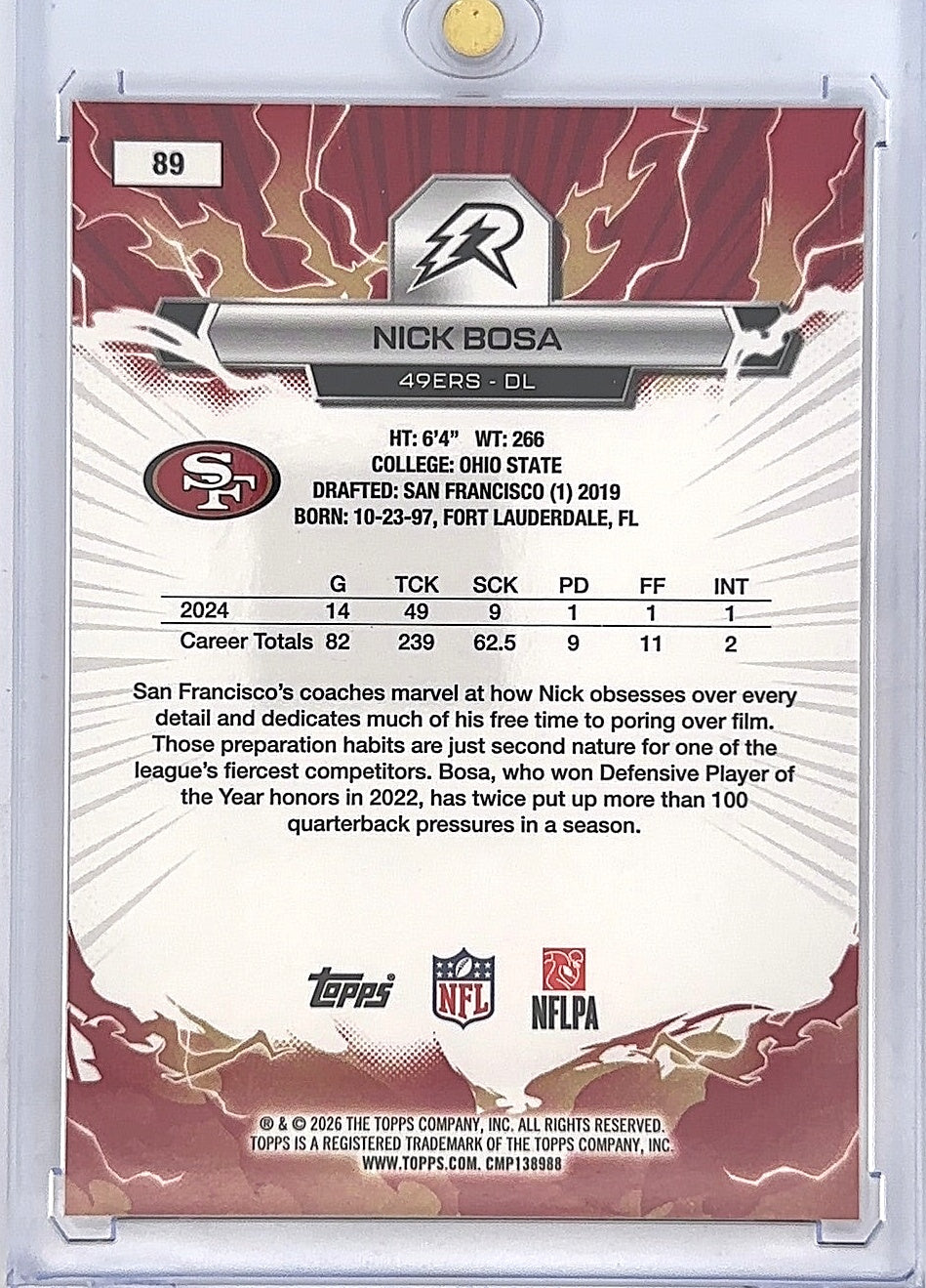 Nick Bosa #89 12/25 — back