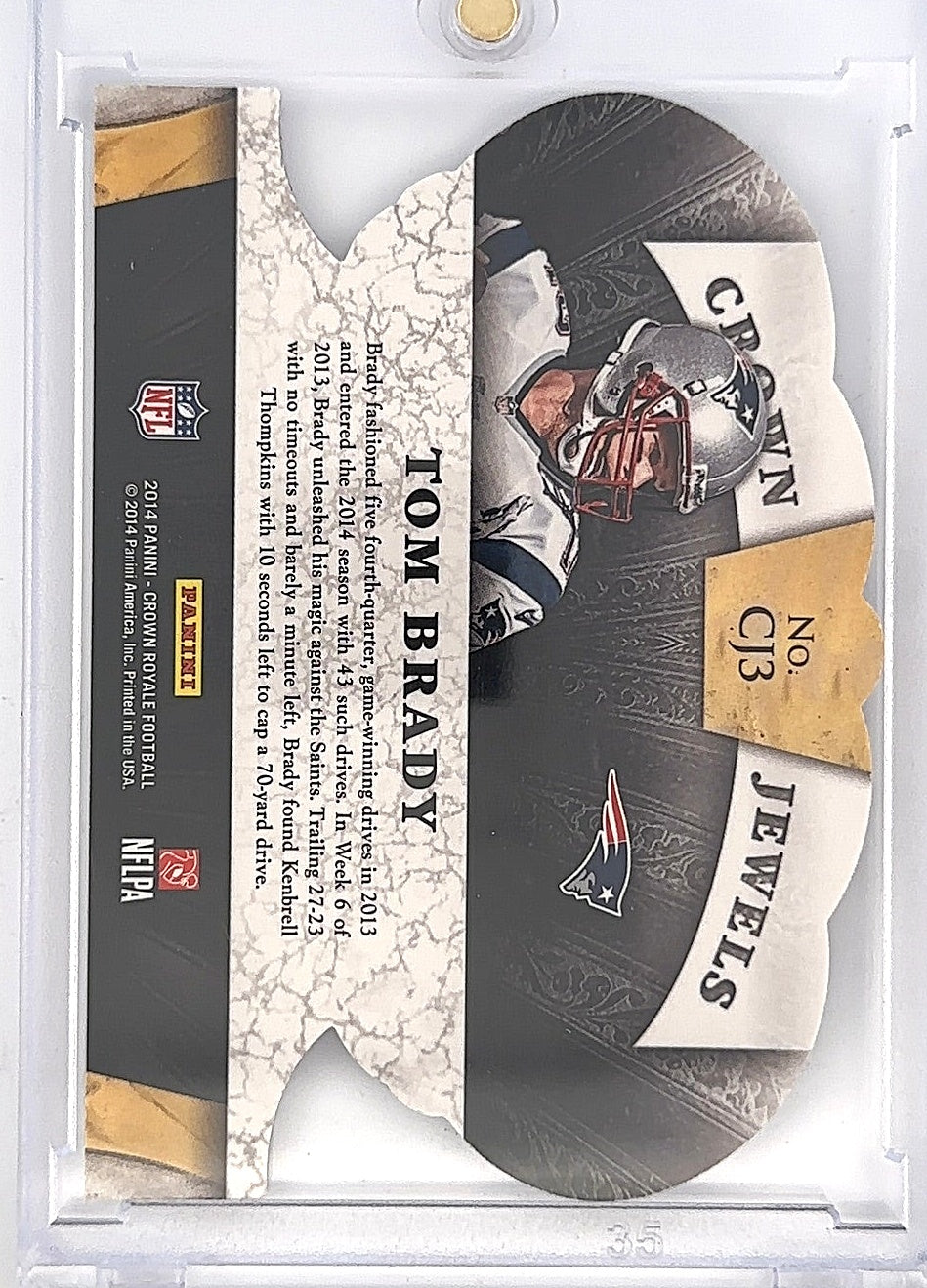 2014 Crown Royale Tom Brady Crown Jewles Die Cut #CJ3 — back
