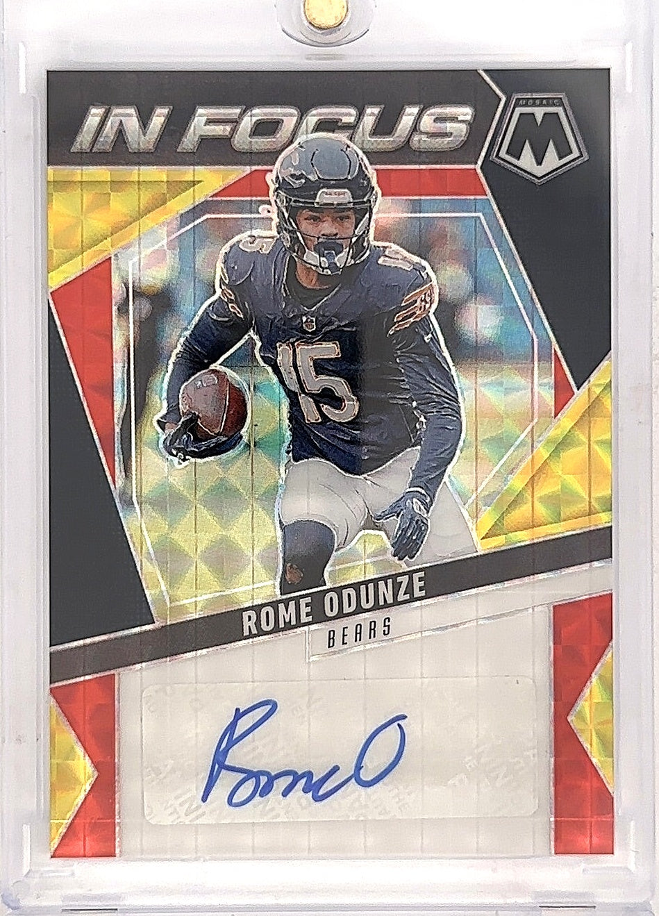 2024 Panini Mosaic In Focus Signature Rome Odunze [Choice Fusion Red and Yellow] #IF-ROE — front