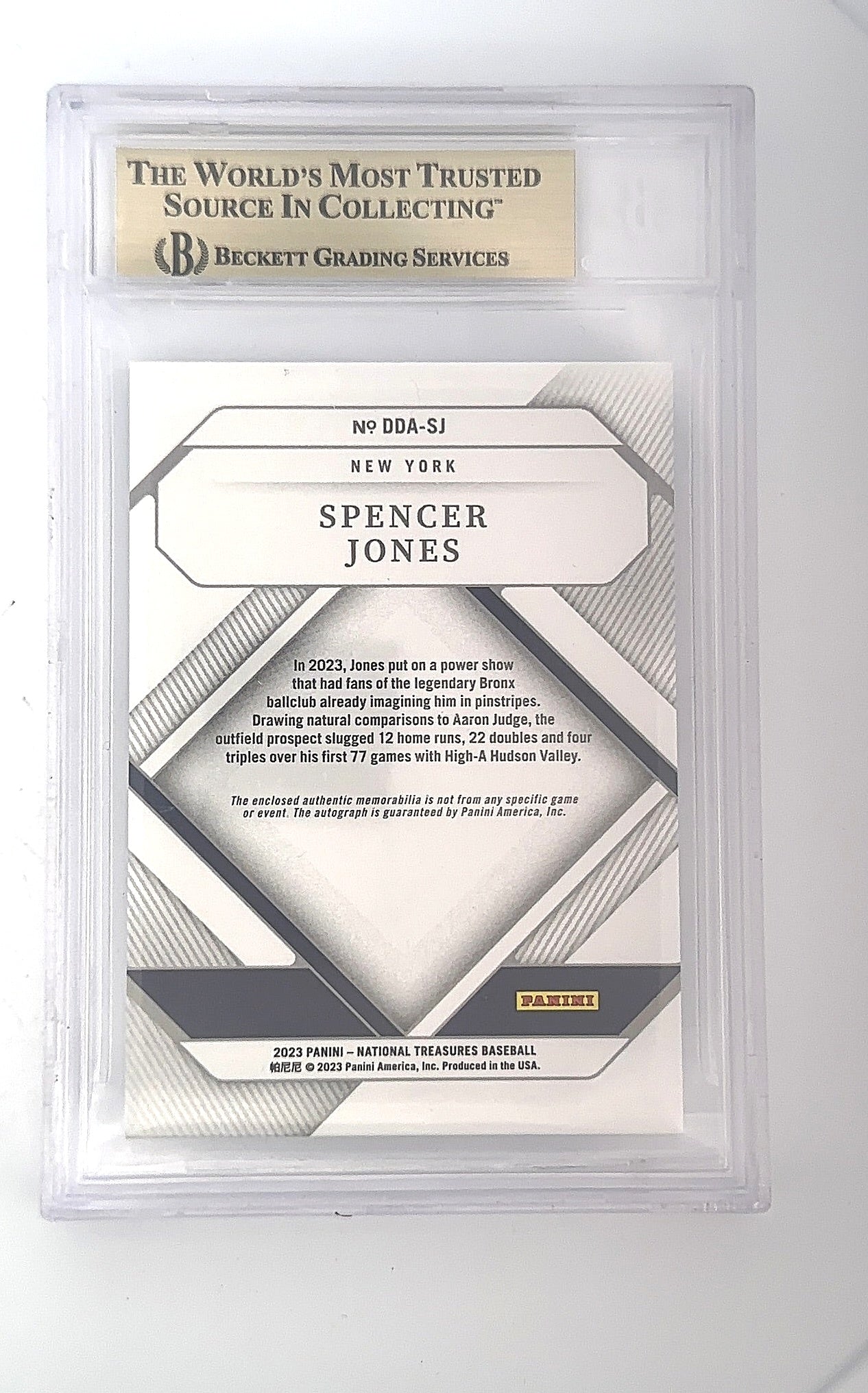 Spencer Jones 2023 National Treasures Autograph — back