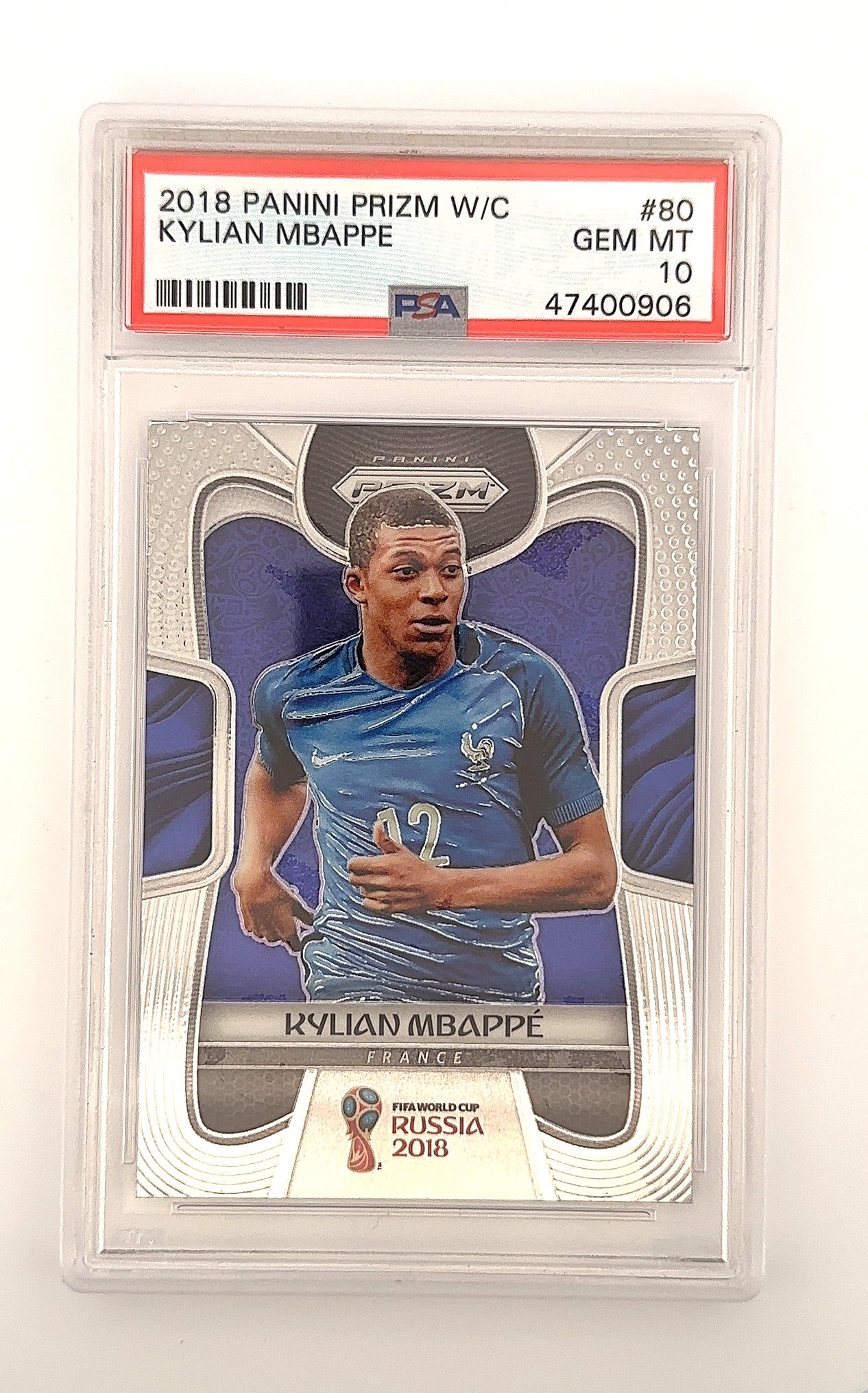 Kylian Mbappe 2018 Panini Prizm W/C PSA GEM MT 10 — front
