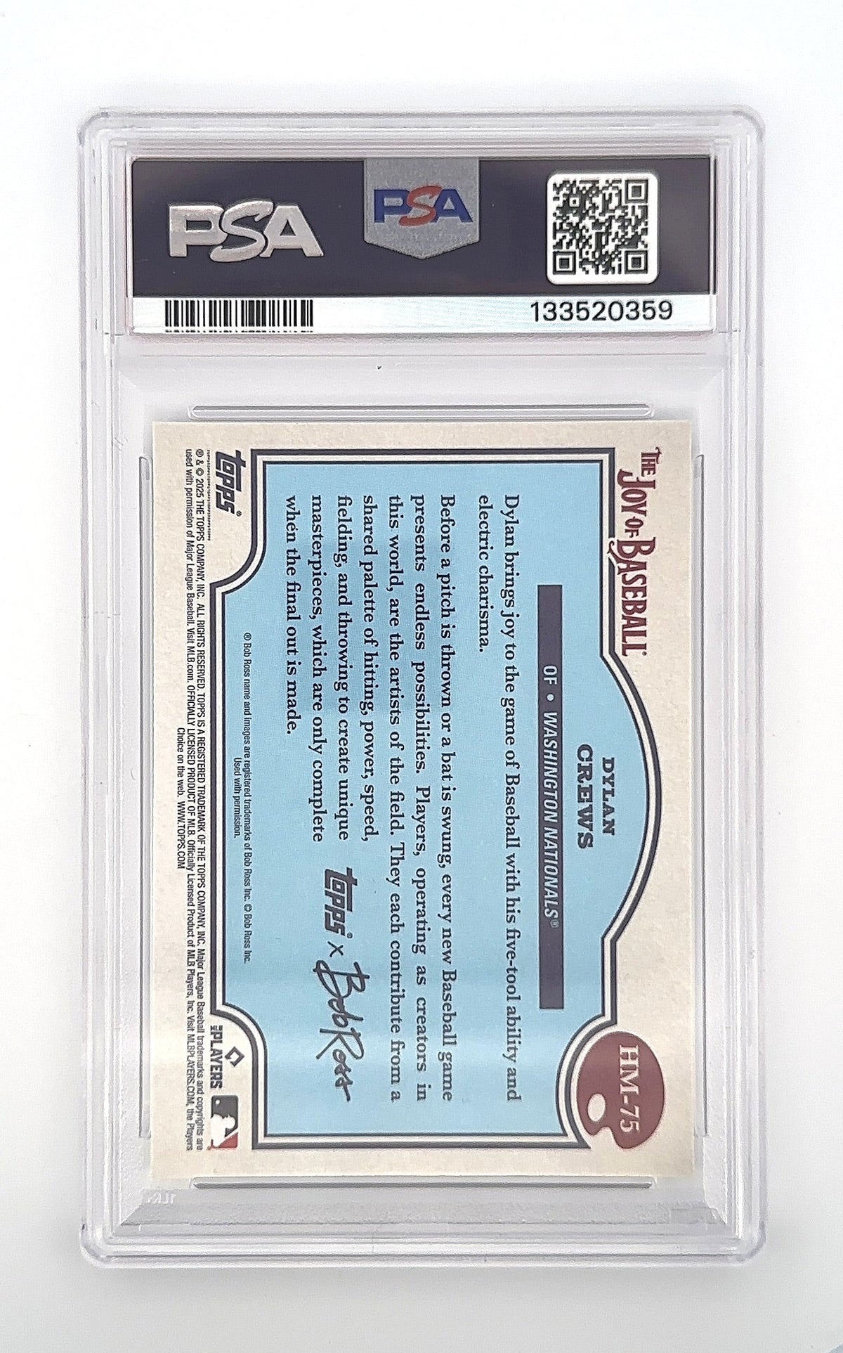 2025 Topps X Bob Ross Dylan Crews [Happy Mistake SP] #75 PSA 10 — back