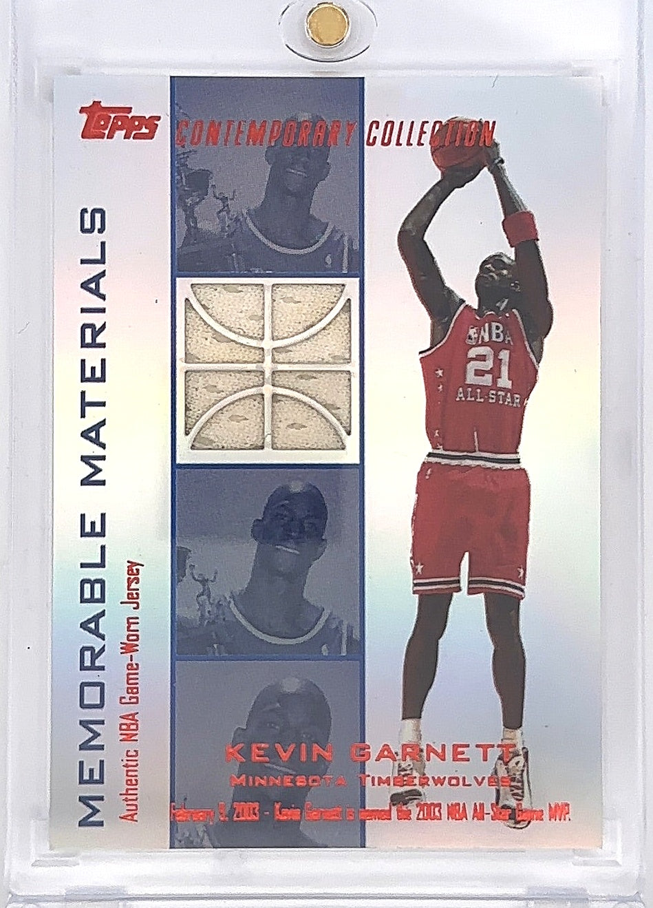 2004 Topps Contemporary Collection Memorable Materials Kevin Garnett #MEM-KG 40/50 — front