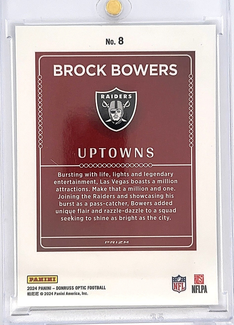 2024 Panini Donruss Optic Uptowns Brock Bowers #8 — back