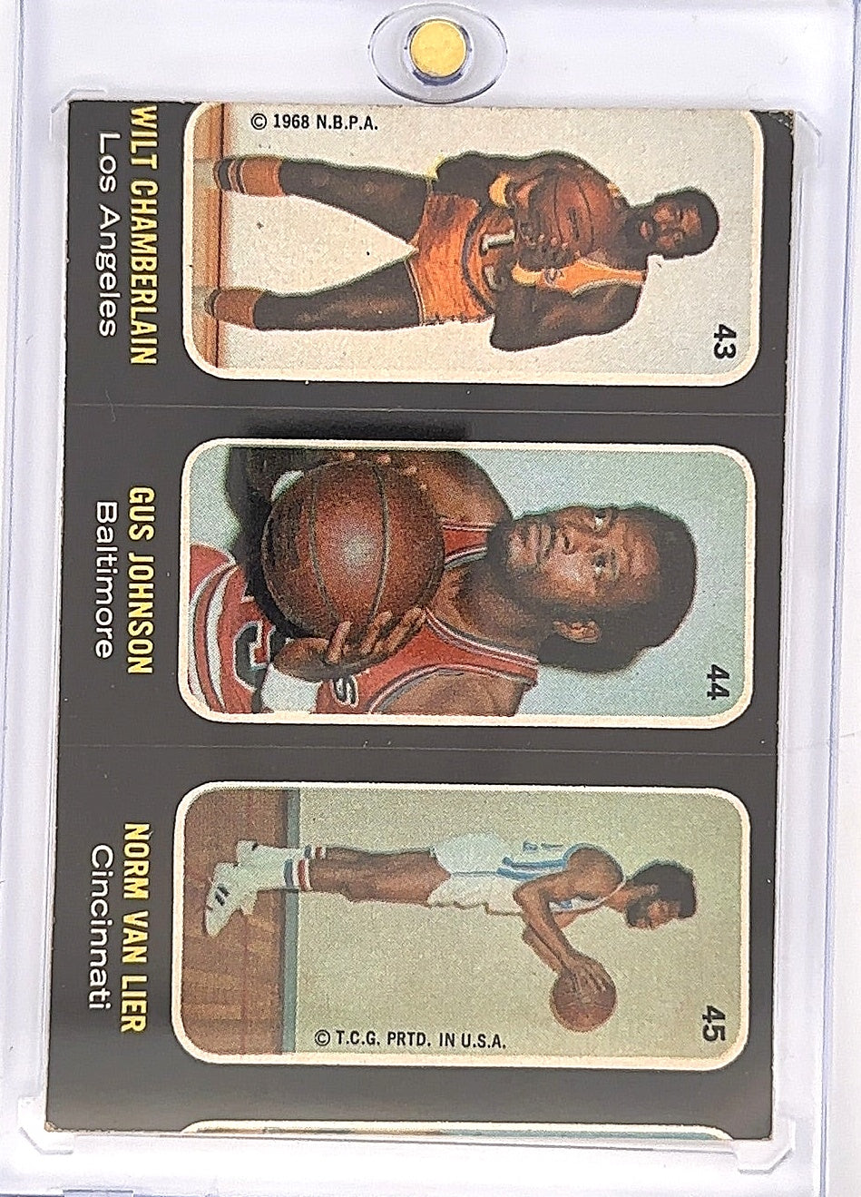 Wilt Chamberlain Gus Johnson Norm Van Lier Bench 1968 — front