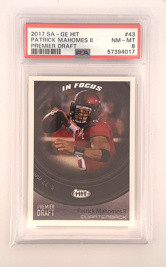 2017 Sage Hit Premier Draft Patrick Mahomes II #43 PSA 8 — front