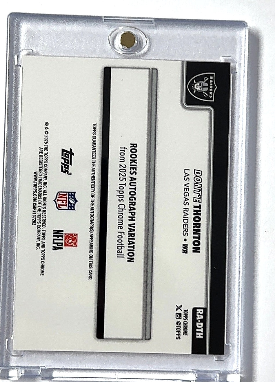 2025 Topps Chrome Rookie Autograph Dont'e Thornton Jr. /5 [Red] #RA-DTH AUTO — back