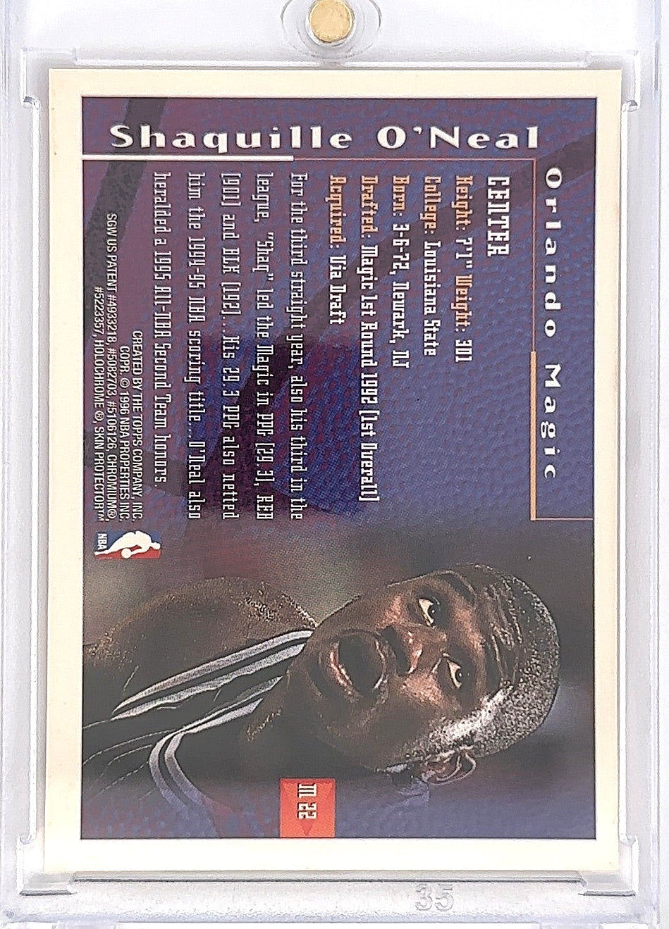 1995 Finest Mystery Shaquille O'Neal [Bordered Refractor] #M22 — back