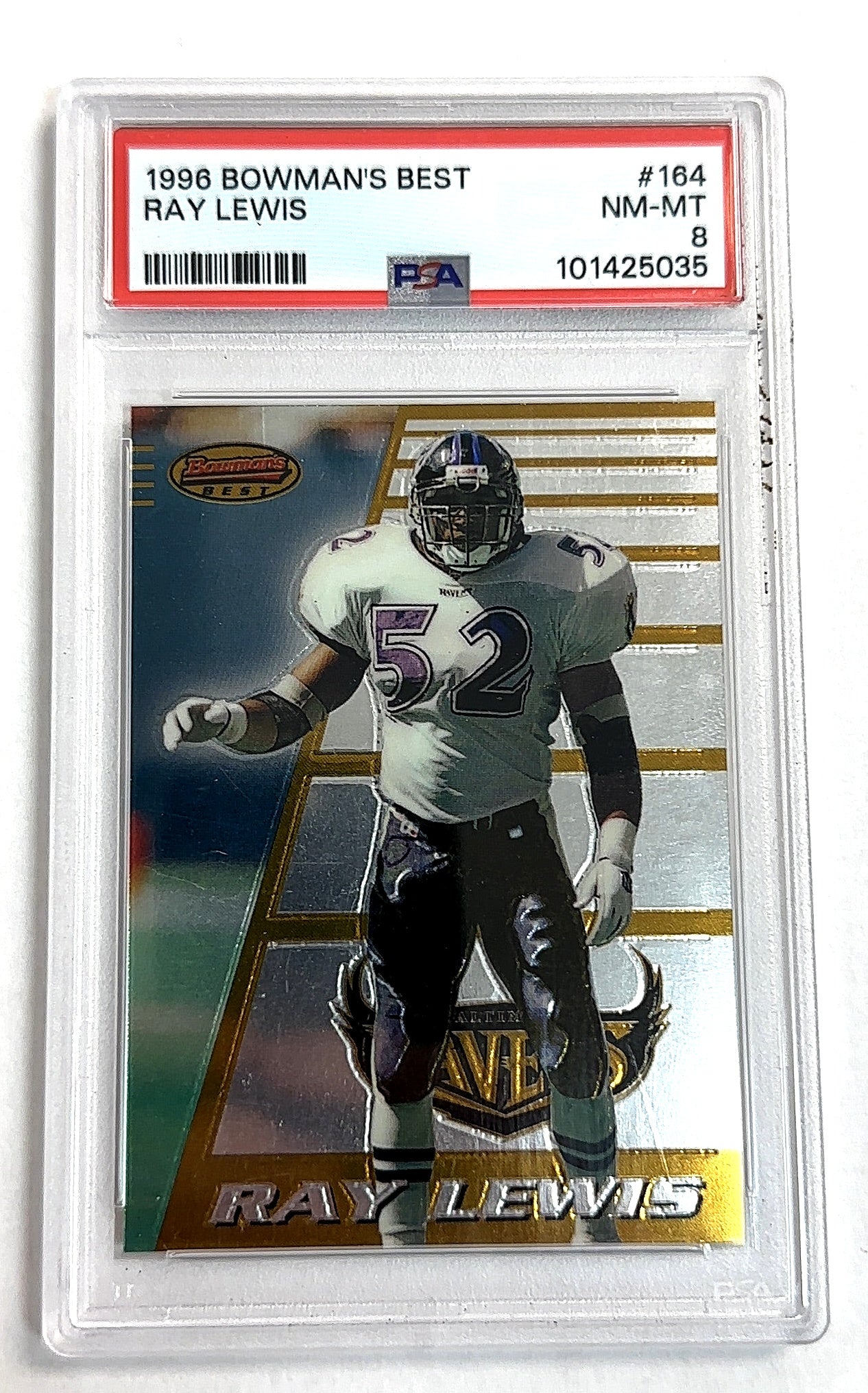 1996 Bowman's Best Ray Lewis #164 RC PSA 8 — front
