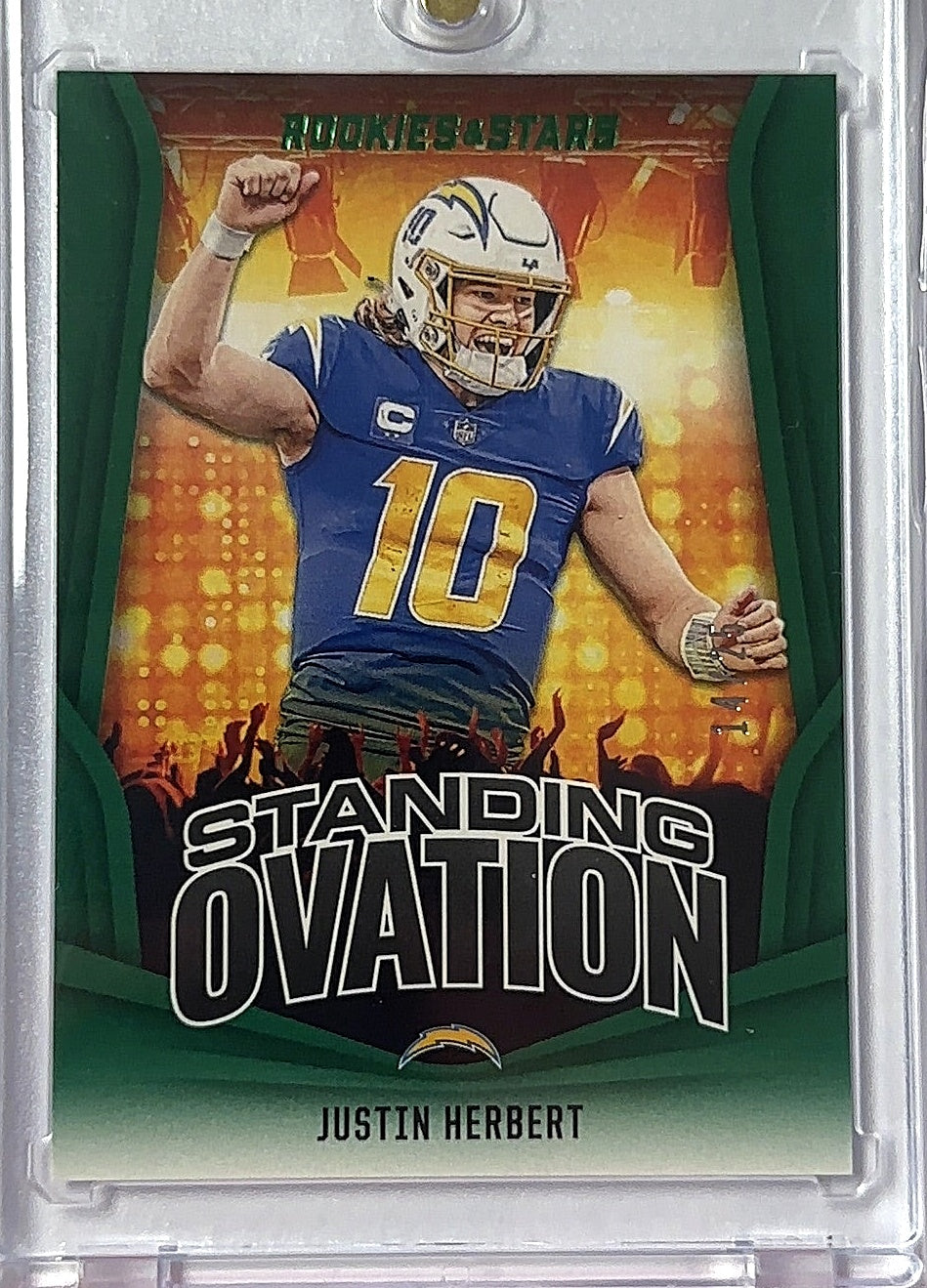 2023 Panini Rookies & Stars Standing Ovation Justin Herbert [Green] #SO-14 — front