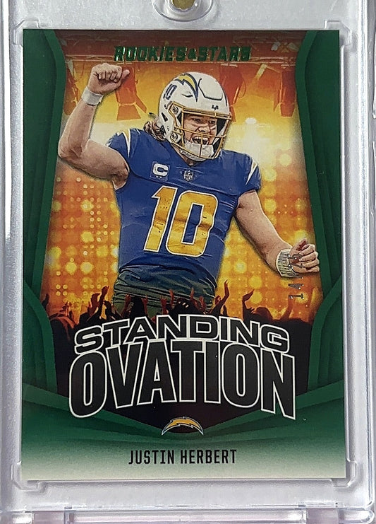 2023 Panini Rookies & Stars Standing Ovation Justin Herbert [Green] #SO-14 — front