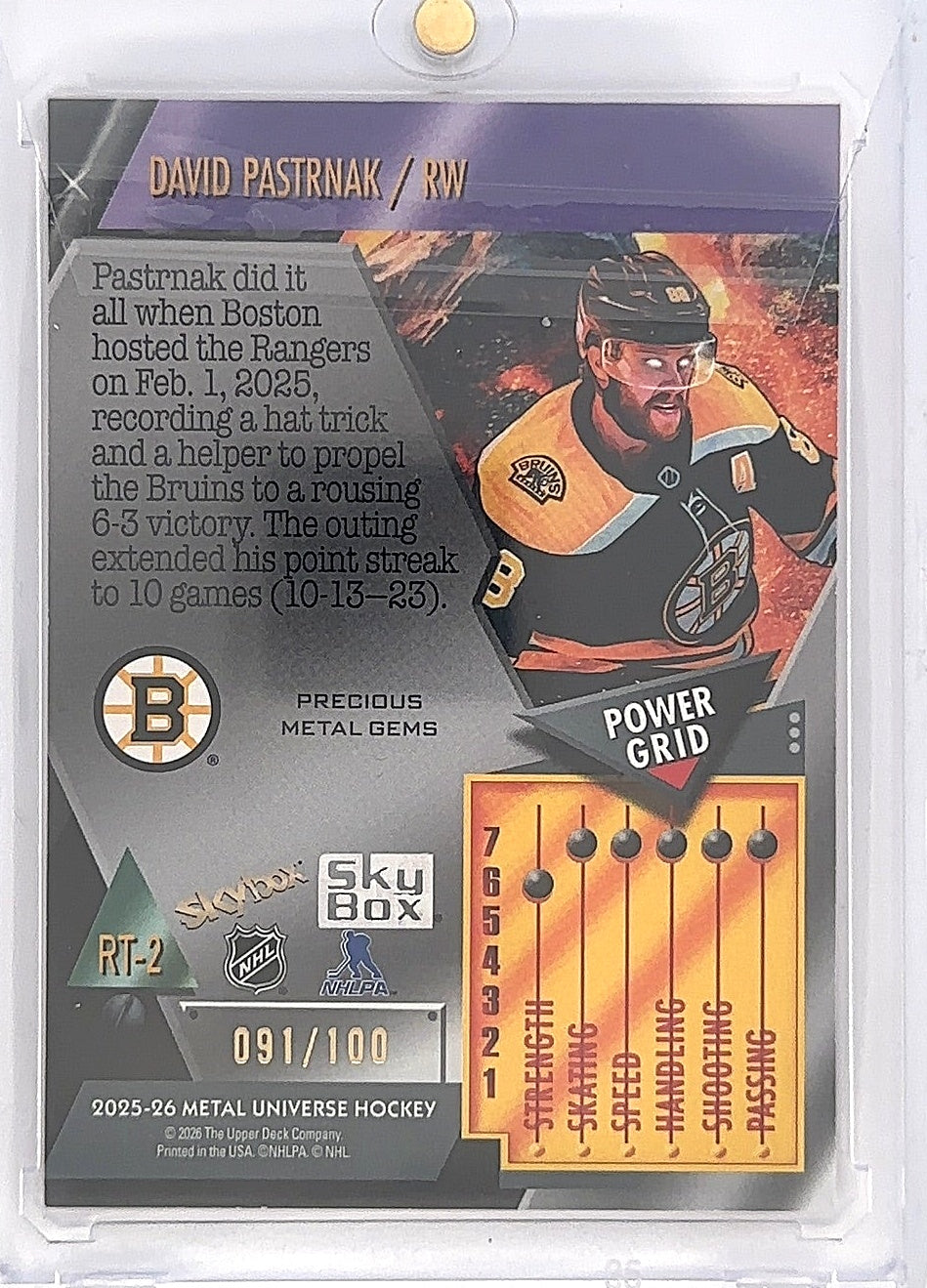 David Pastrnak 2025 Precious Metal Gems 091/100 — back