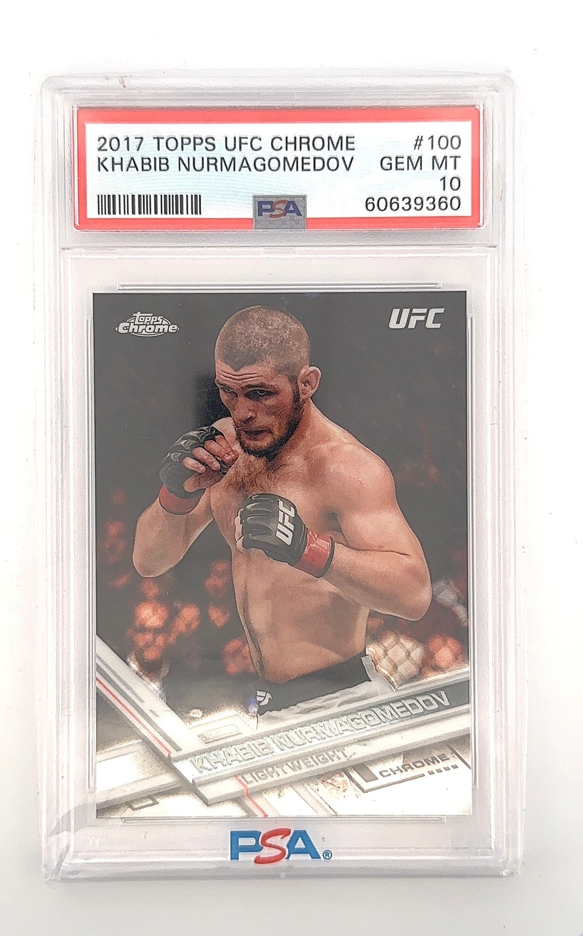 Khabib Nurmagomedov 2017 Topps UFC Chrome PSA GEM MT 10 — front