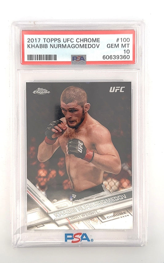 Khabib Nurmagomedov 2017 Topps UFC Chrome PSA GEM MT 10 — front