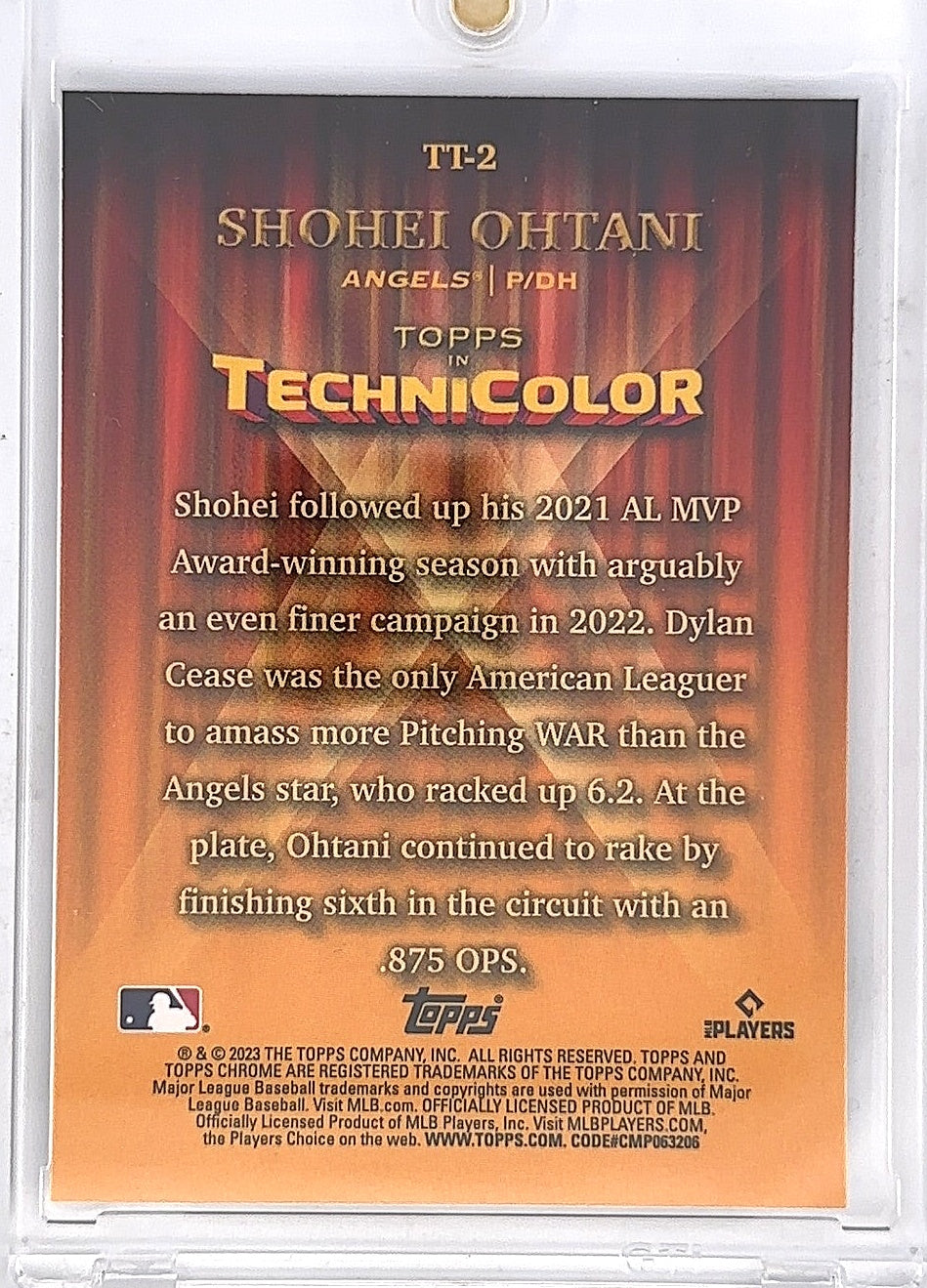 Shohei Ohtani Technicolor TT-2 2023 — back