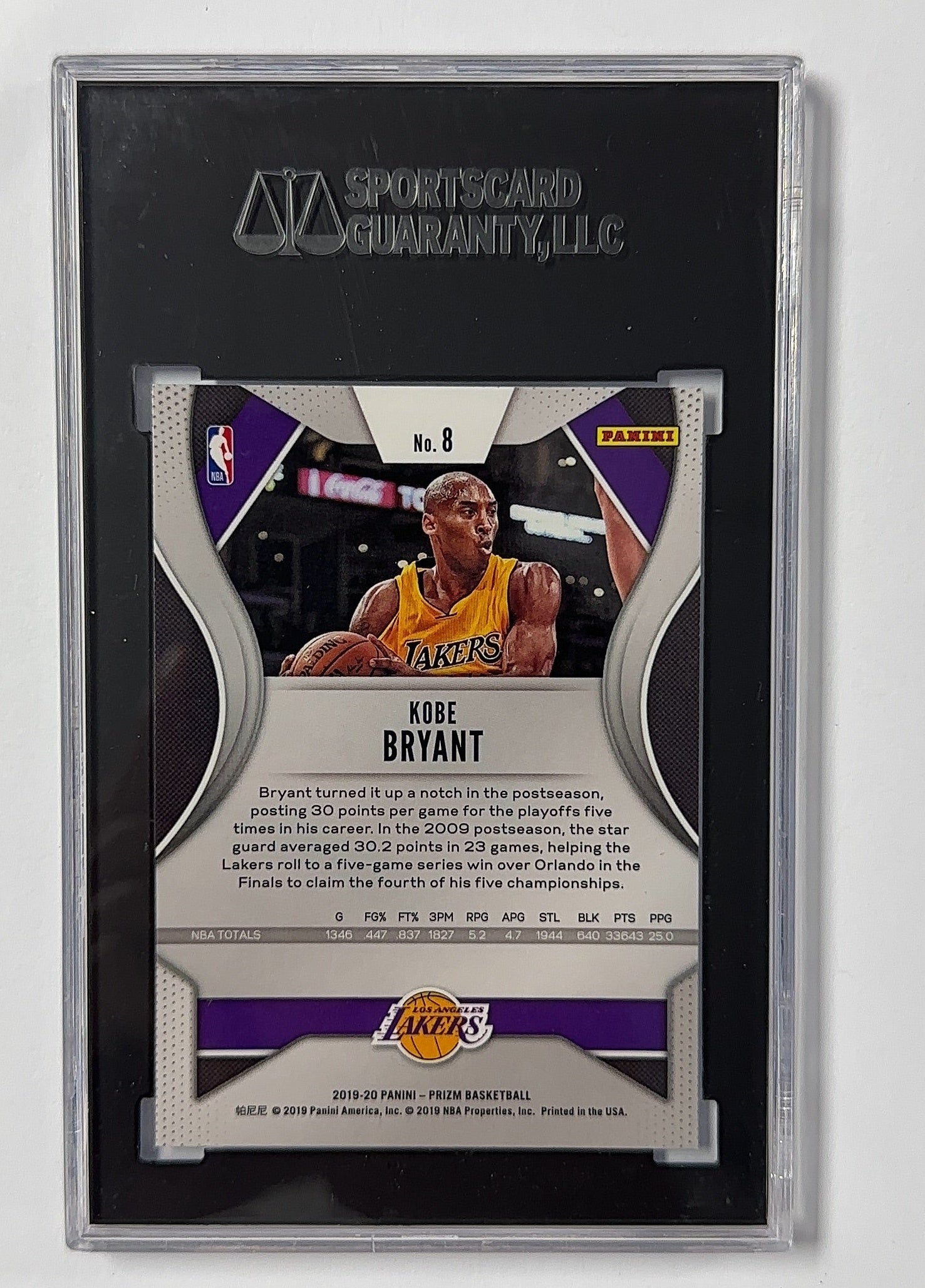 Kobe Bryant - SGC 9.5 Prizm — back