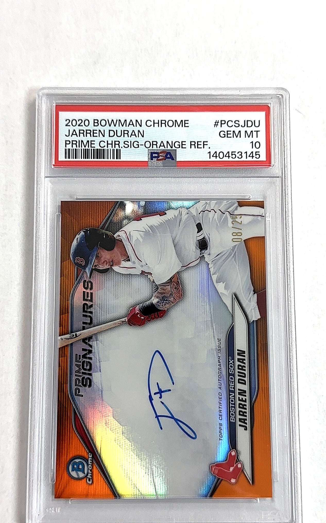 2022 Topps Pristine Autographs Jarren Duran [Refractor] #PA-JDU AUTO PSA 10 — front