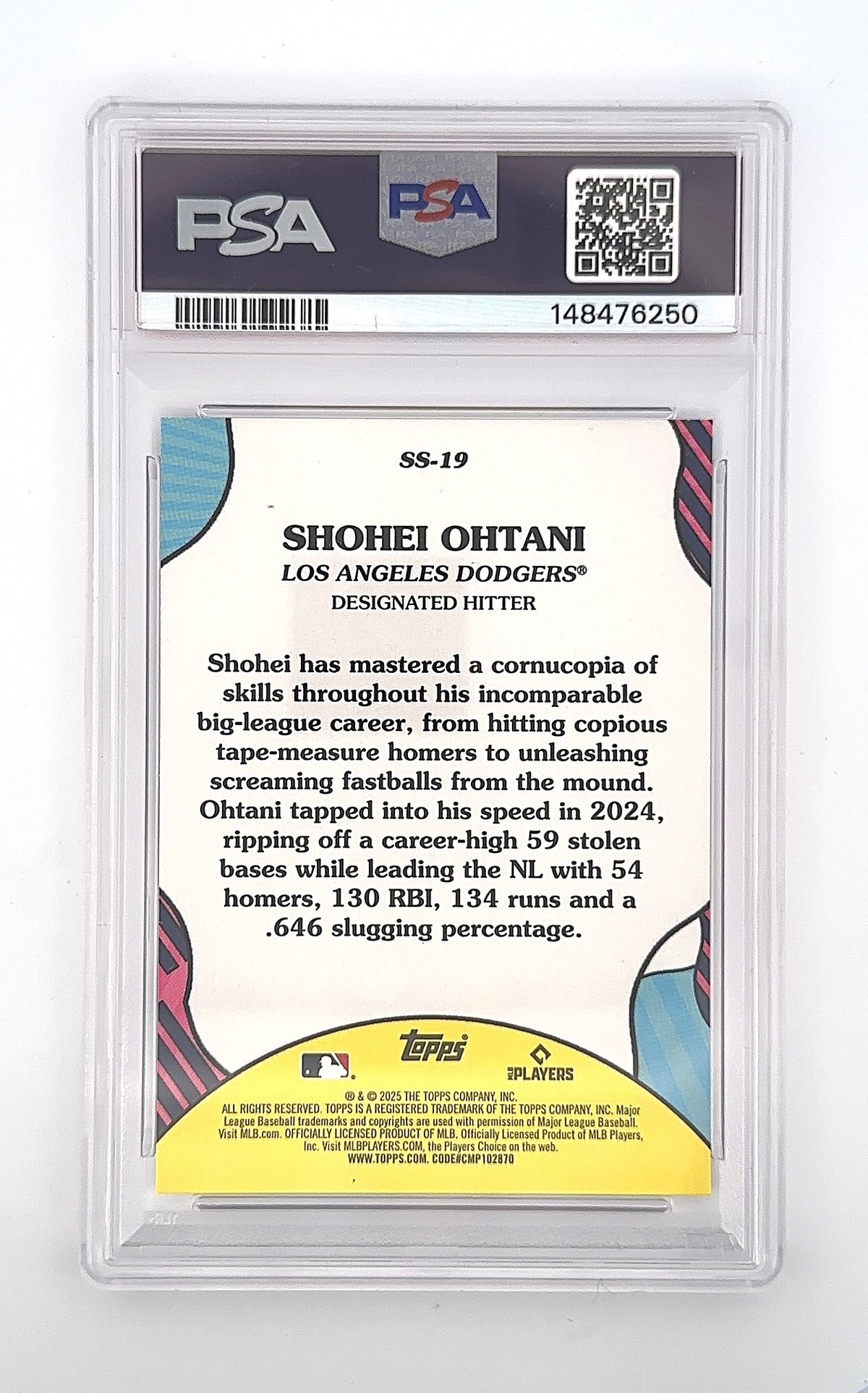 2025 Topps Summer Superstar Shohei Ohtani [Pink Foil] #SS-19 PSA 9 — back
