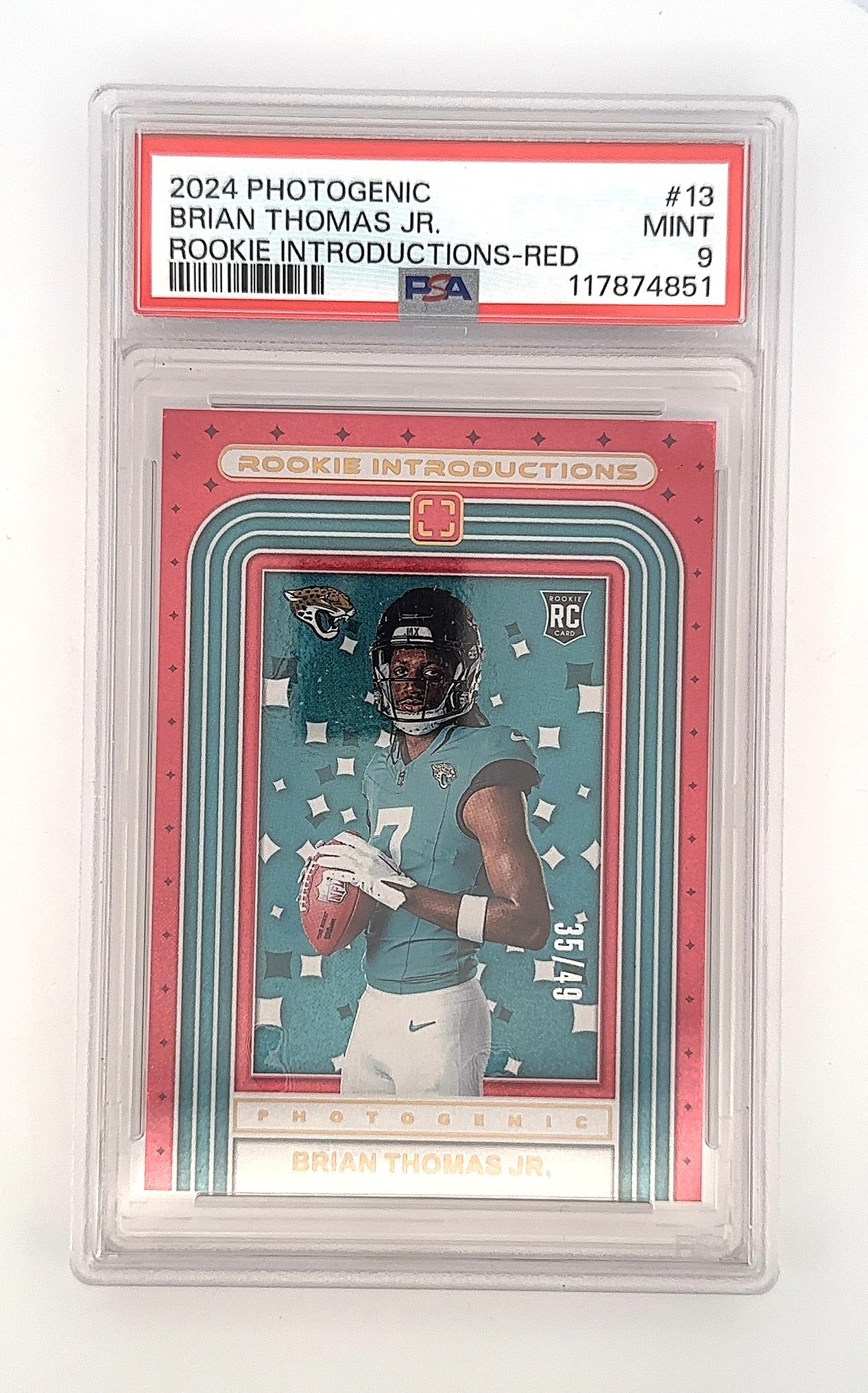2024 Panini Photogenic Rookie Introductions Brian Thomas Jr. [Red] #13 PSA 9 — front