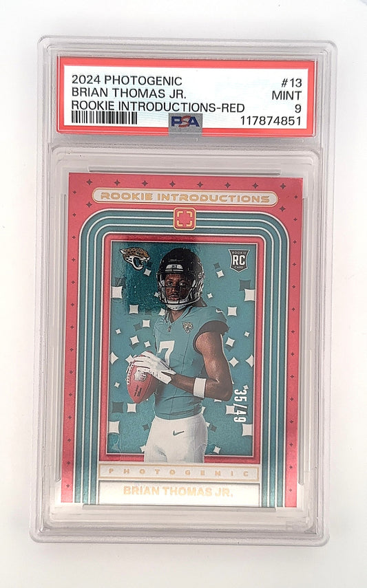 2024 Panini Photogenic Rookie Introductions Brian Thomas Jr. [Red] #13 PSA 9 — front