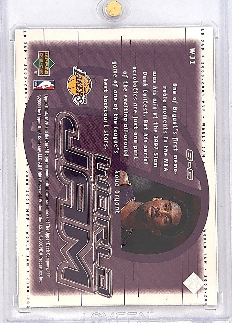 2000 Upper Deck MVP World Jam Kobe Bryant #WJ1 — back