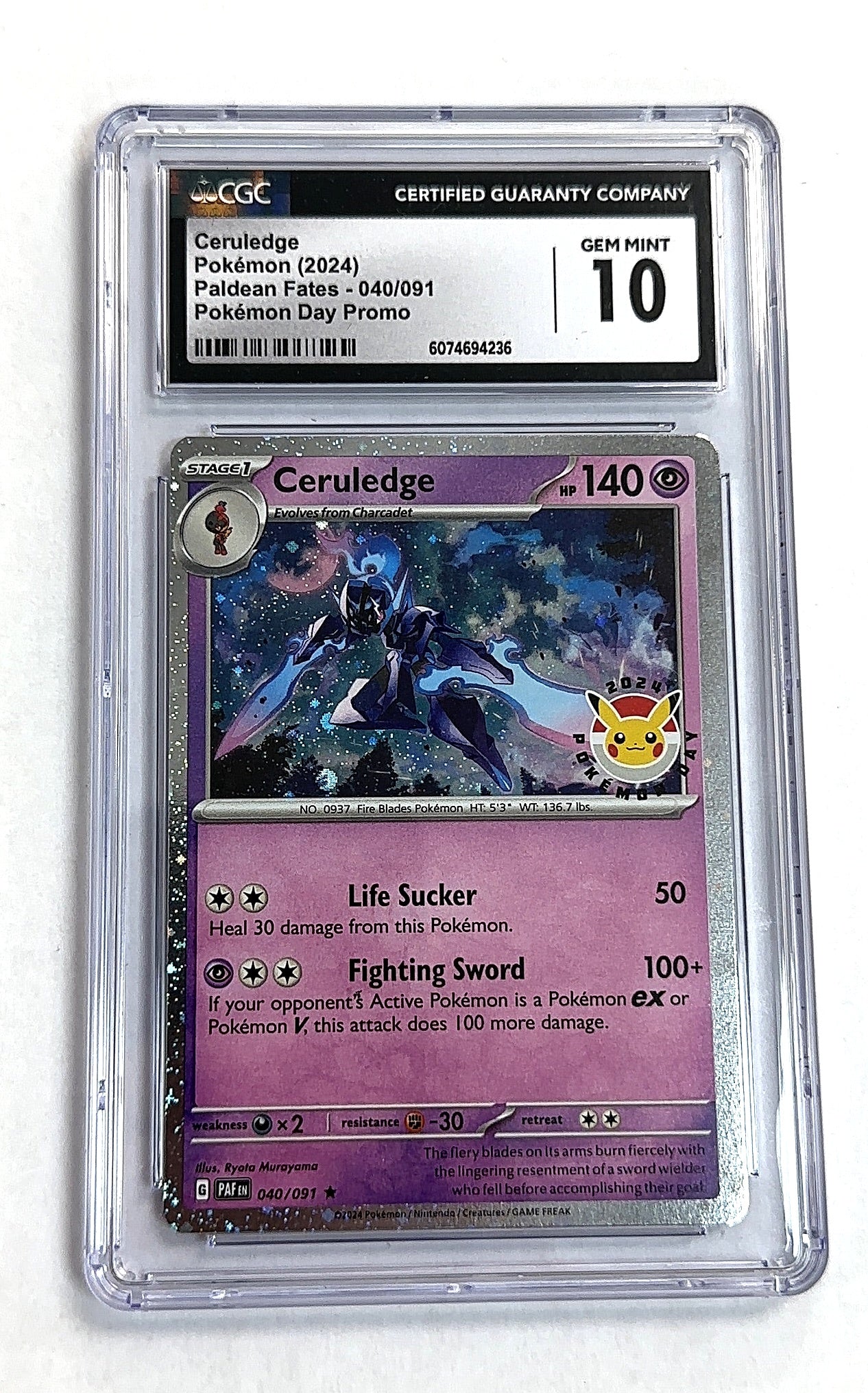 Ceruledge - 040/091 (Pokemon Day 2024) (Cosmos Holo) #040/091 CGC PRISTINE 10 — front