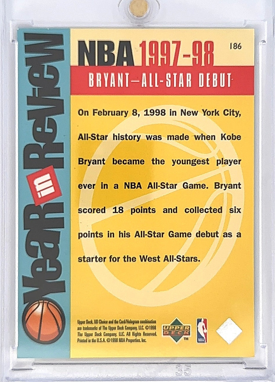 1998-99 Kobe Bryant Upper Deck Choice Reserve #186 — back