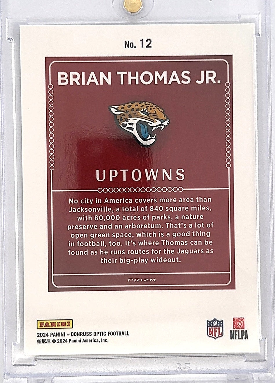 2024 Panini Donruss Optic Uptowns Brian Thomas Jr. #12 — back