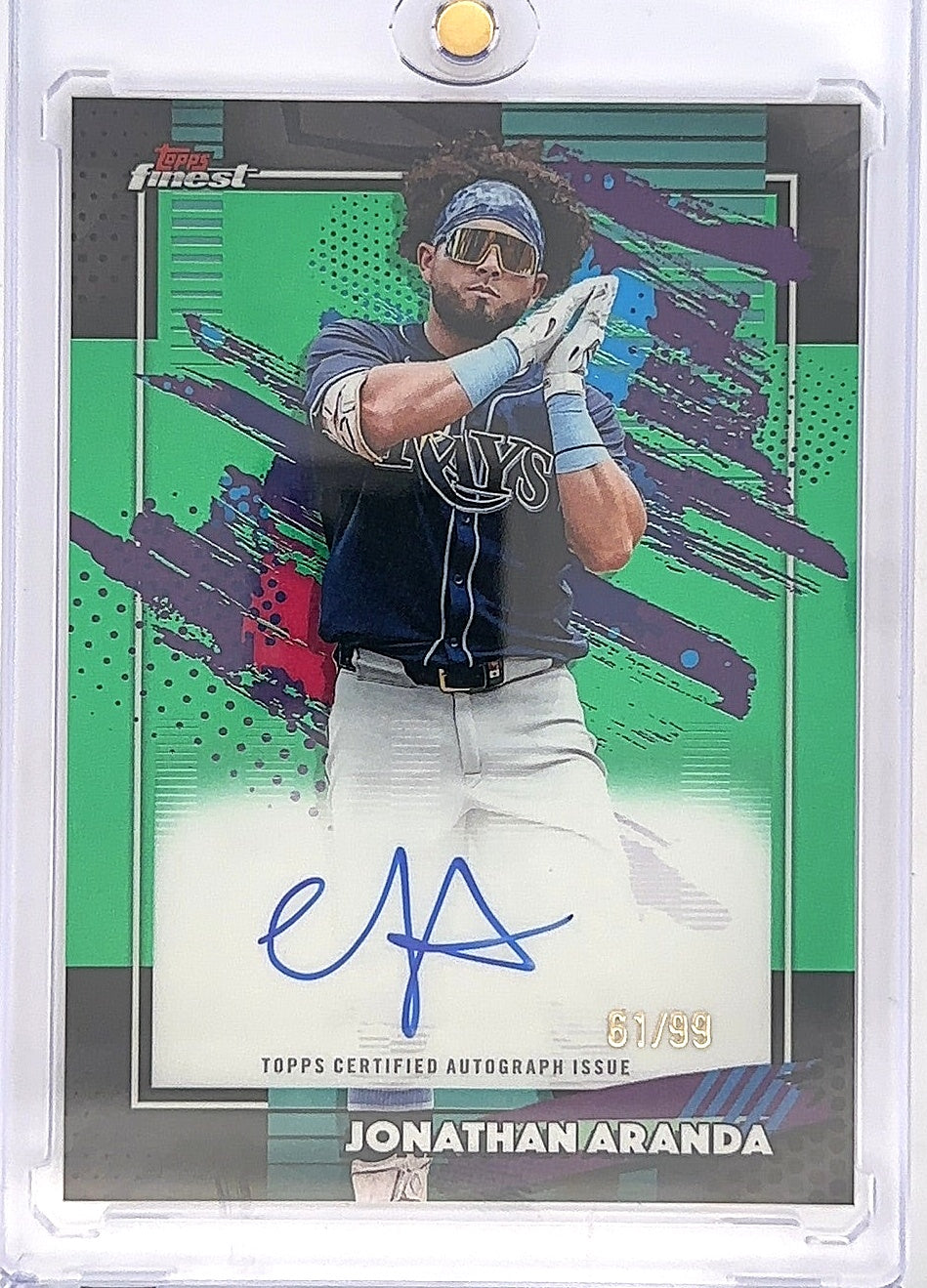2023 Topps Finest Autographs Jonathan Aranda [Green] #FA-JA — front
