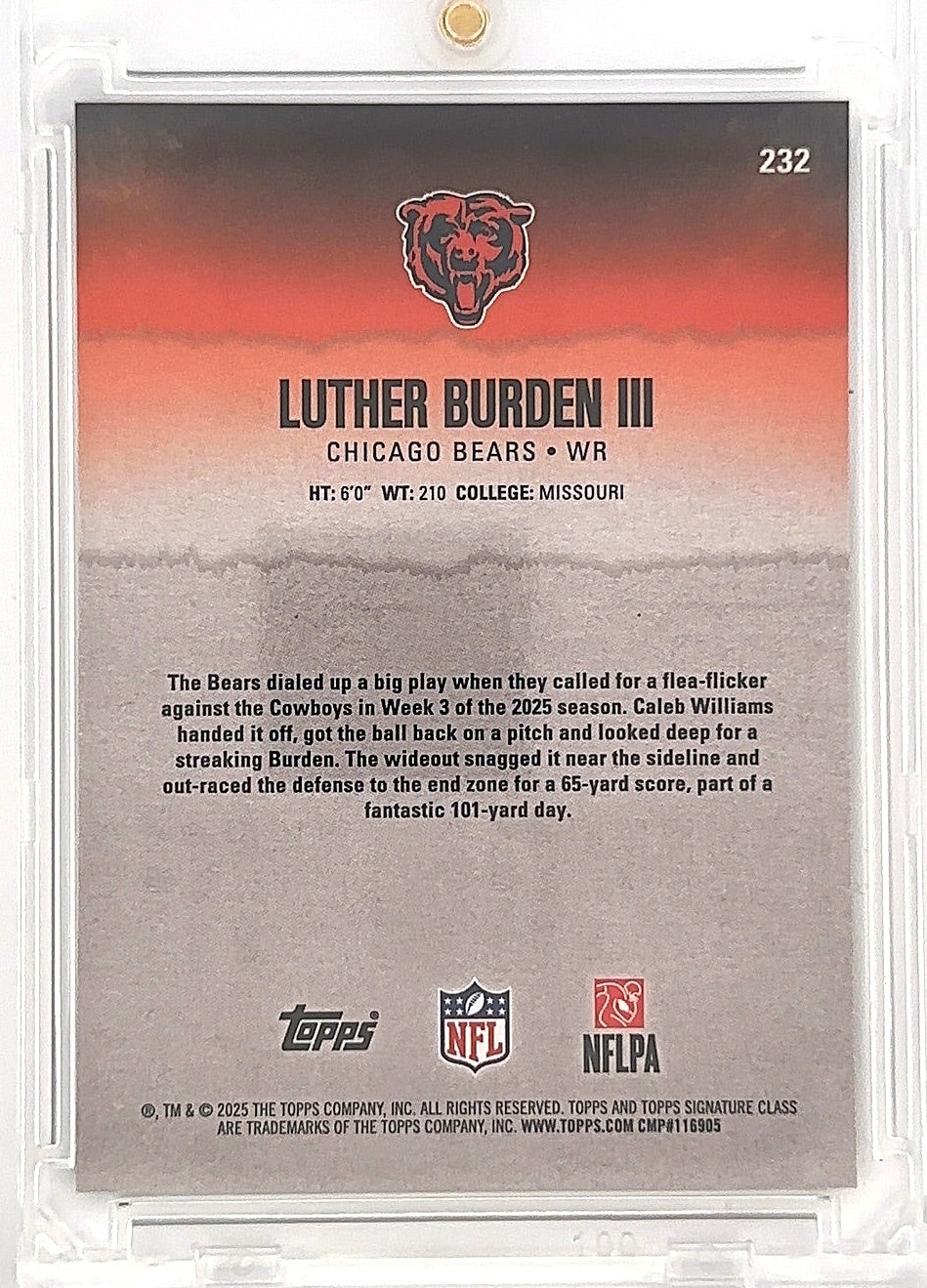 2025 Topps Signature Class Luther Burden III [Gold] #232 — back