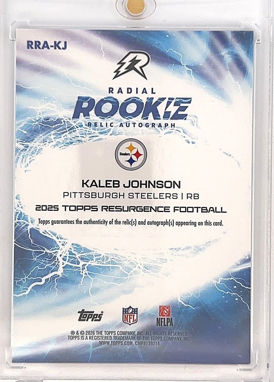 2025 Topps Resurgence Radial Rookie Auto Relic Kaleb Johnson /125 [Blue] #RRA-KJ — back