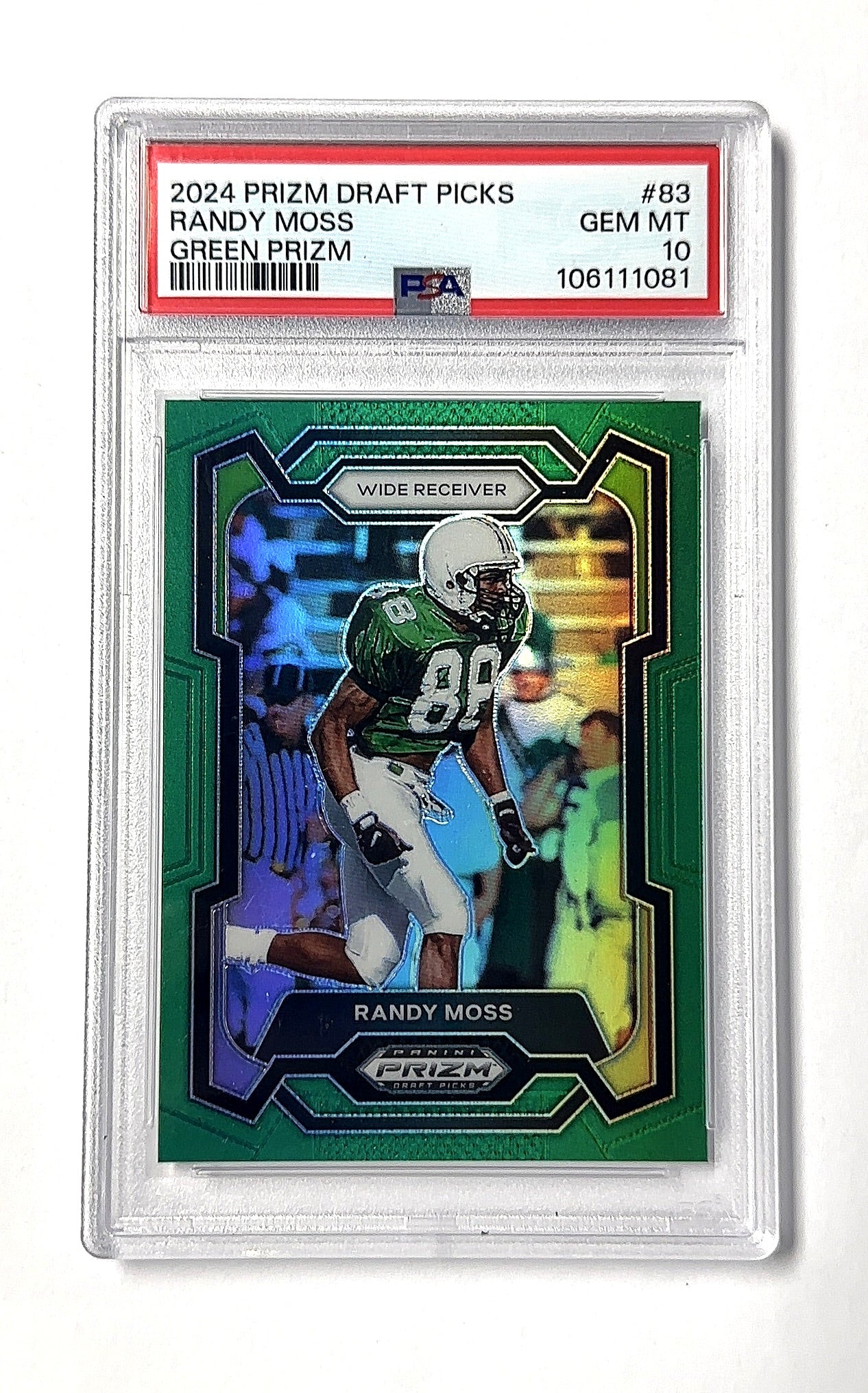 PSA GEM MT 10 Randy Moss Prizm Draft Picks — front
