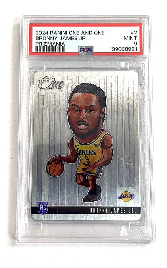 2024 Panini One and One Prizmania Bronny James Jr. #2 PSA 9 — front