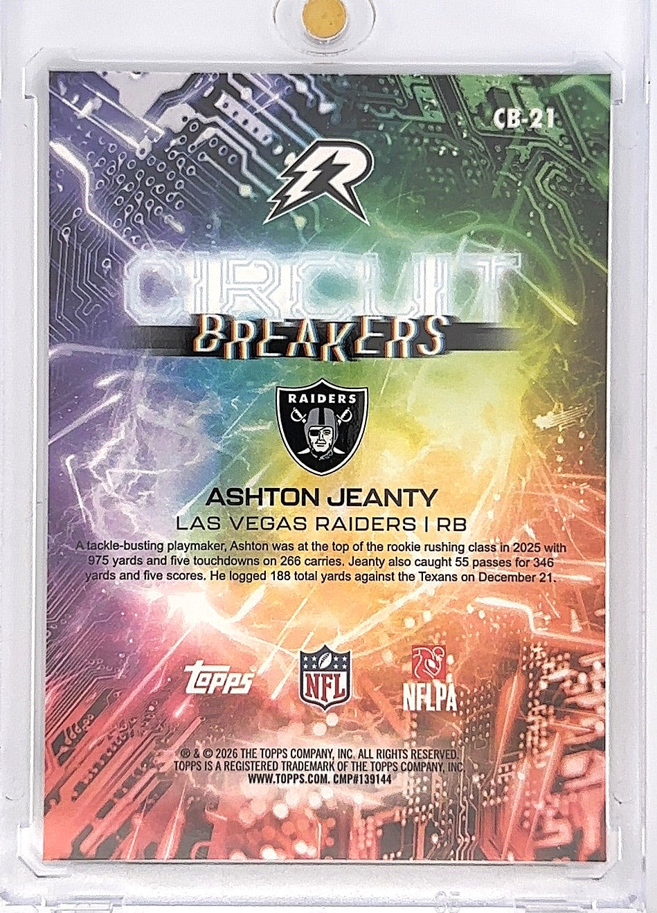 2025 Topps Resurgence Circuit Breakers Ashton Jeanty [Blue Surge] #CB-21 — back