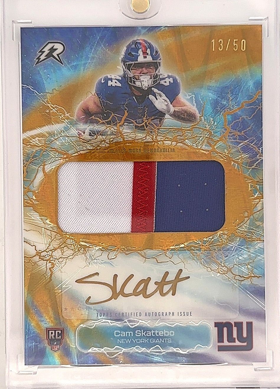 2025 Topps Resurgence Radial Rookie Auto Relic Cam Skattebo [Gold] #RRA-CS — front
