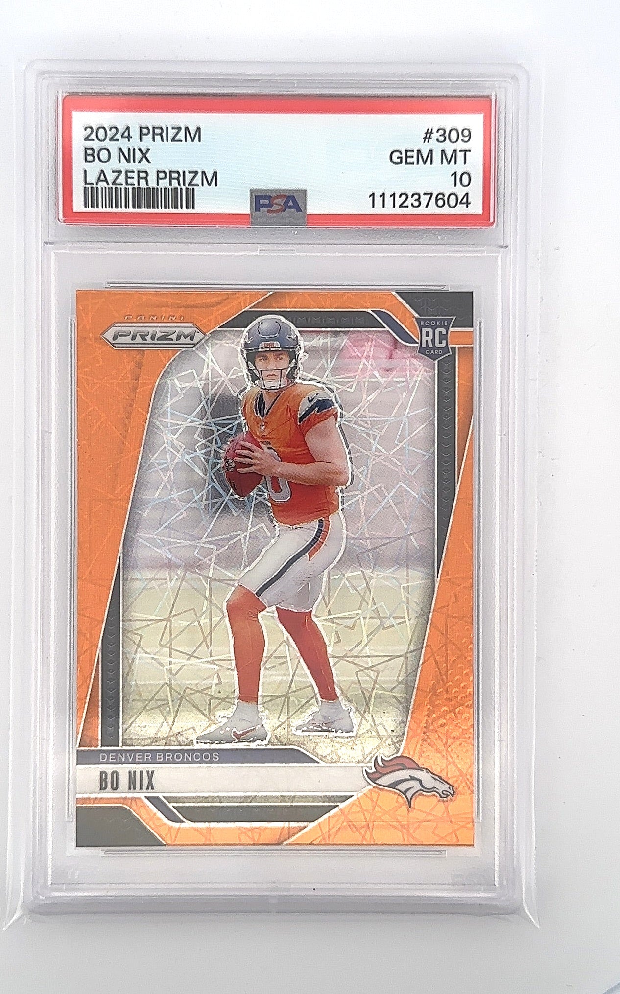 Bo Nix Lazer Prism PSA GEM MT 10 — front
