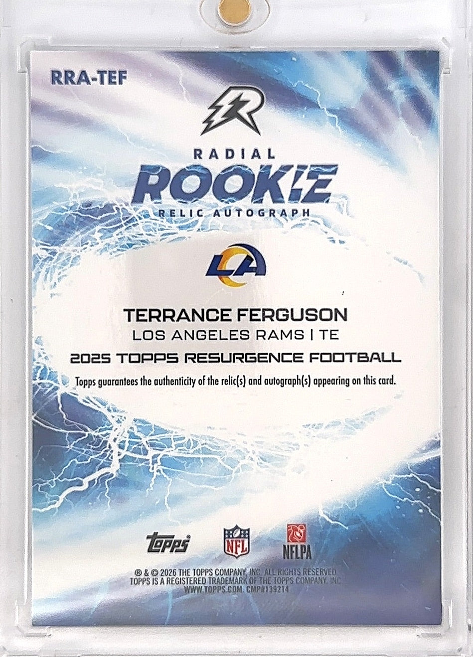2025 Topps Resurgence Radial Rookie Auto Relic Terrance Ferguson [Teal] #RRA-TEF — back