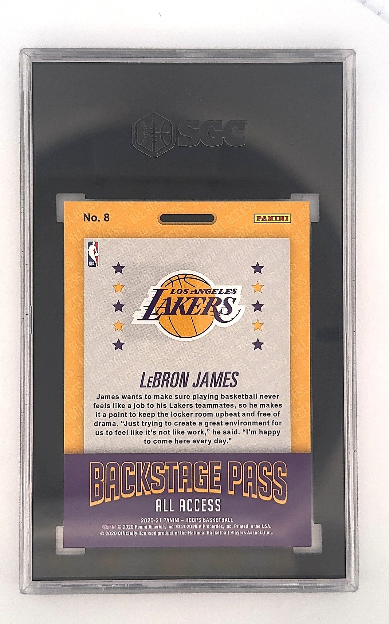 LeBron James #8 2020-21 Panini Hoops Backstage Pass Artist Proof 18/25 SGC 10 — back